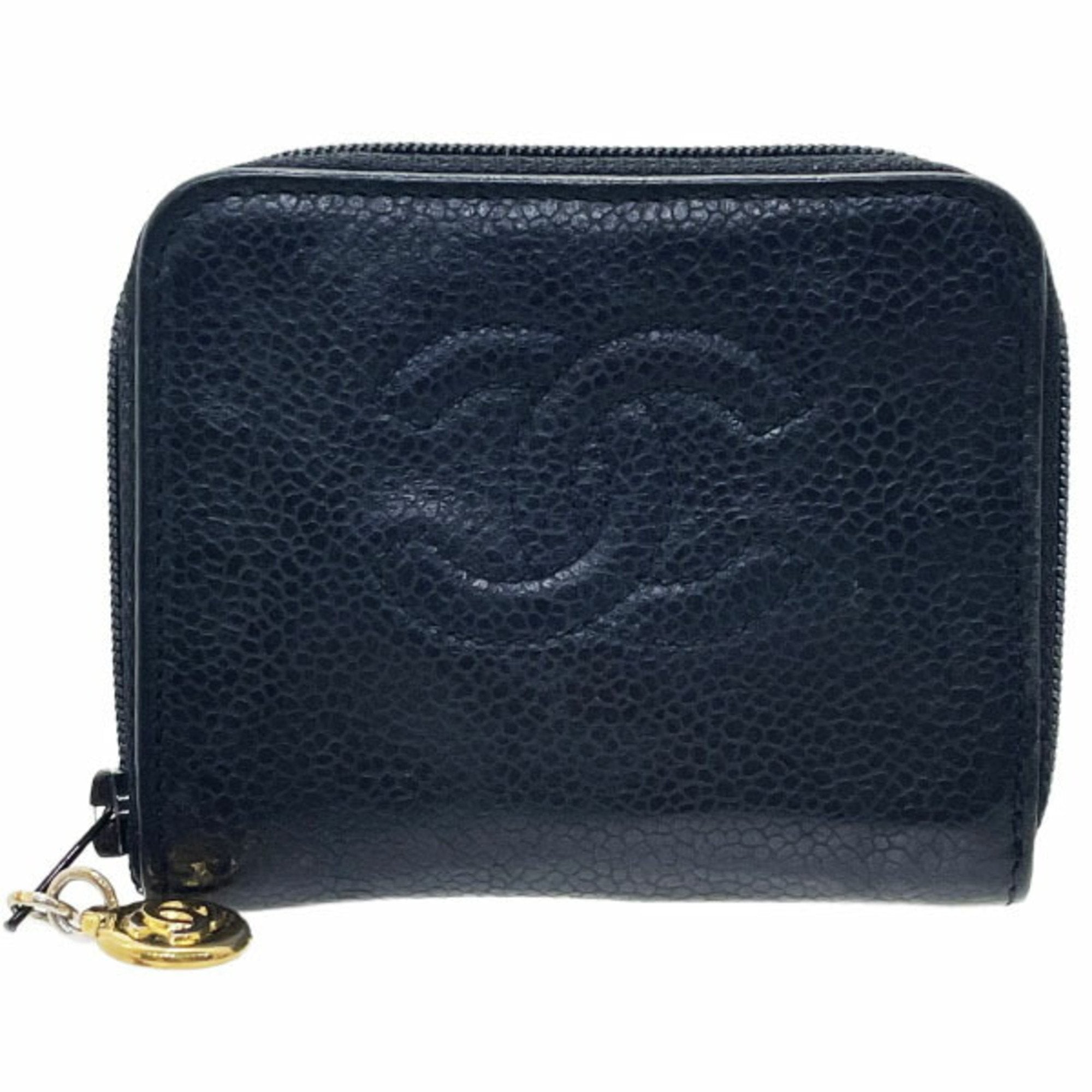 Chanel Black Grained Calfskin Coin Purse/Coin Case (Pre-Owned)