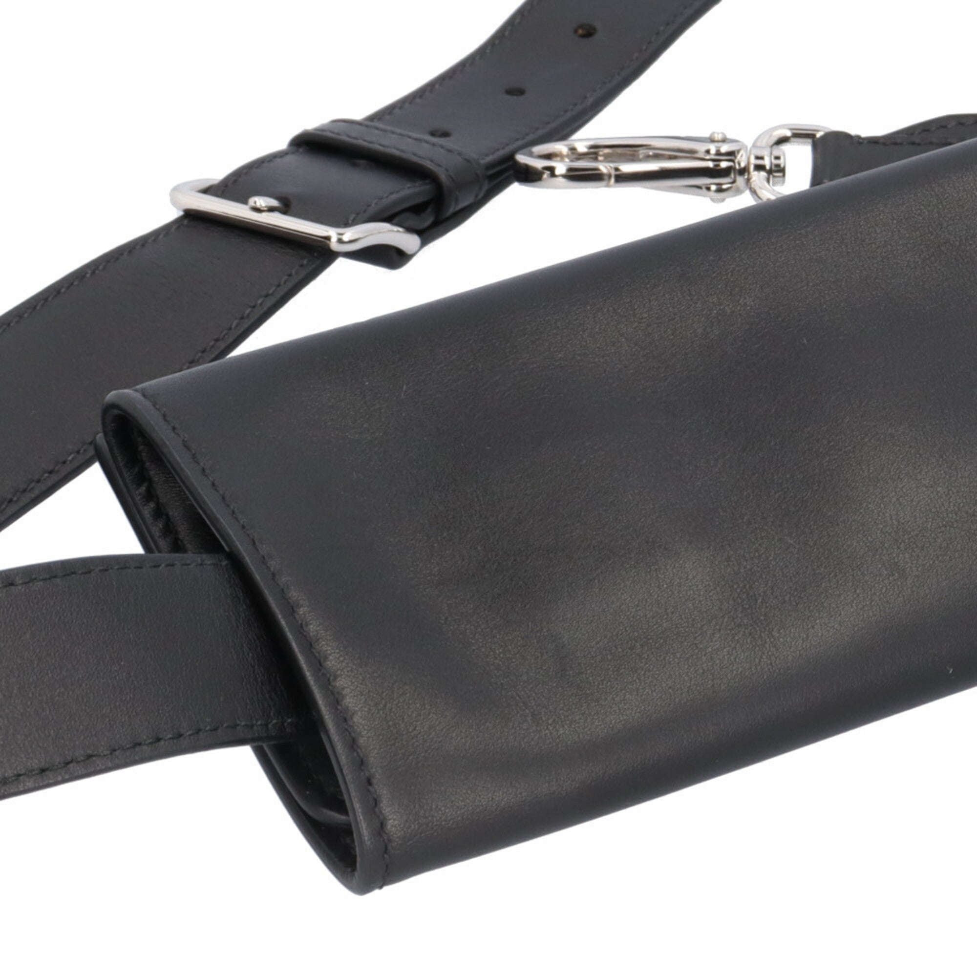 Prada Saffiano Black White Leather Shoulder Bag (Pre-Owned)