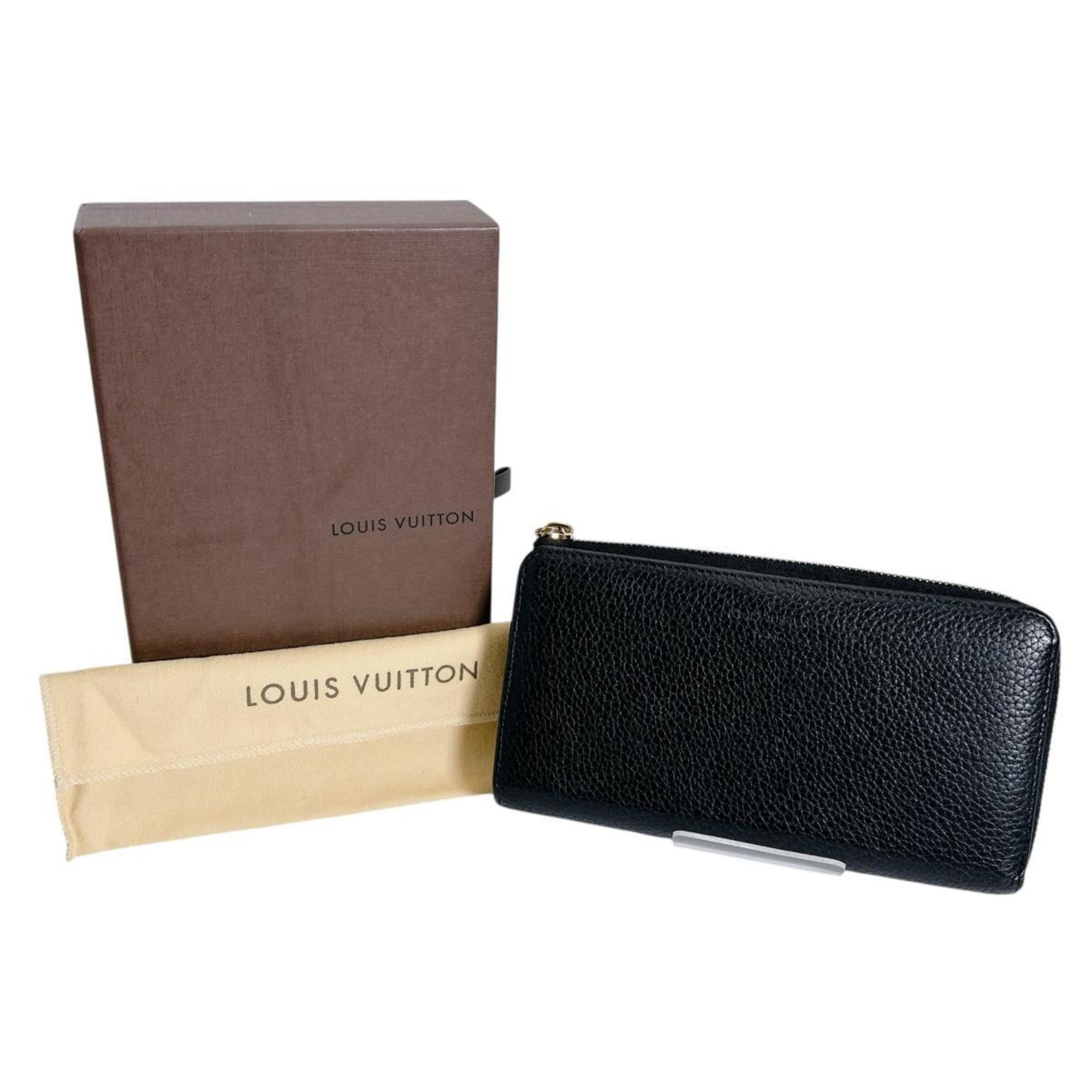 Louis Vuitton Black Noir Leather Long Wallet (Bi-Fold) (Pre-Owned)
