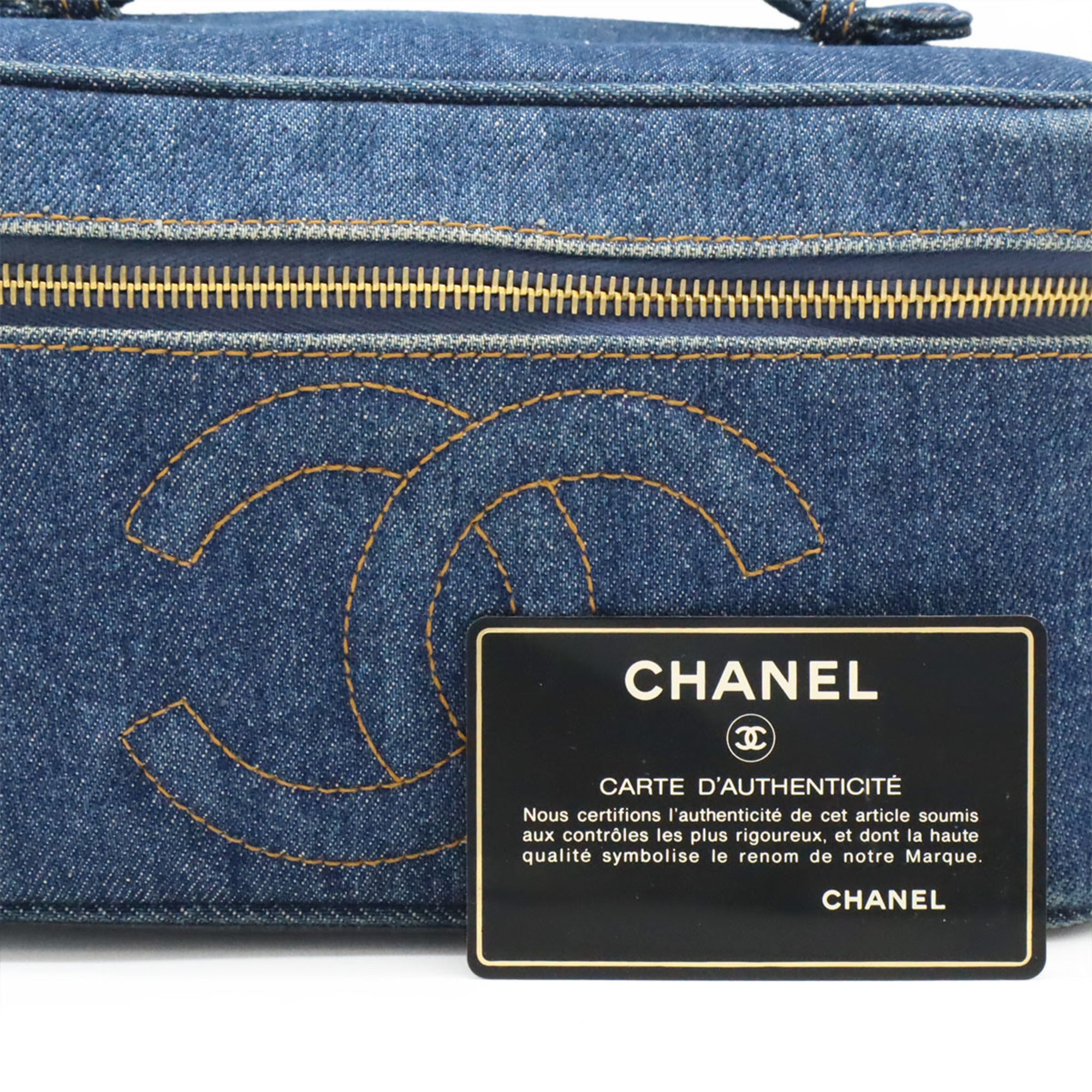 Chanel Blue Denim Handbag Vanity Bag (Pre-Owned)