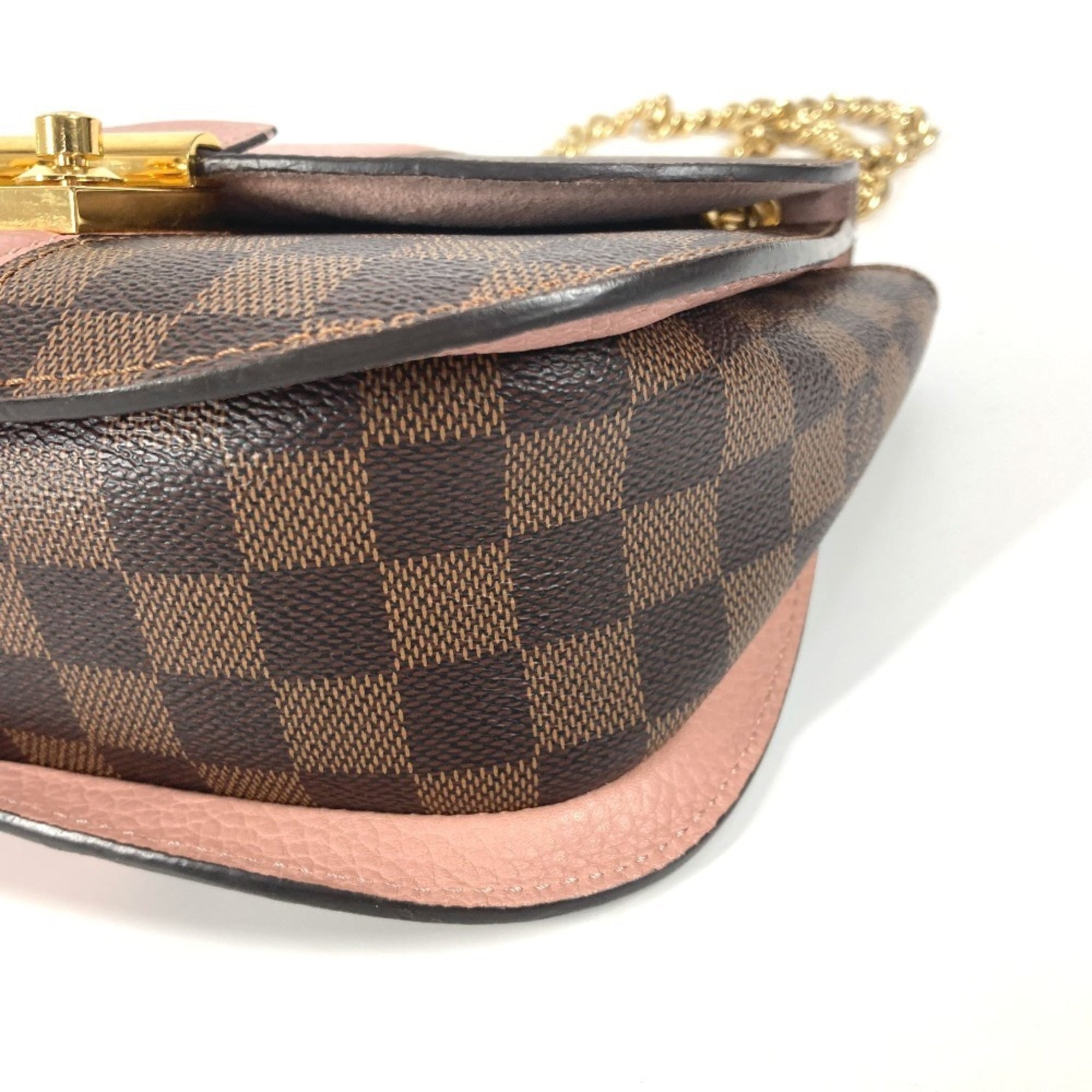 Louis Vuitton Brown Pink Damier Canvas Pochette Shoulder Bag (Pre-Owned)