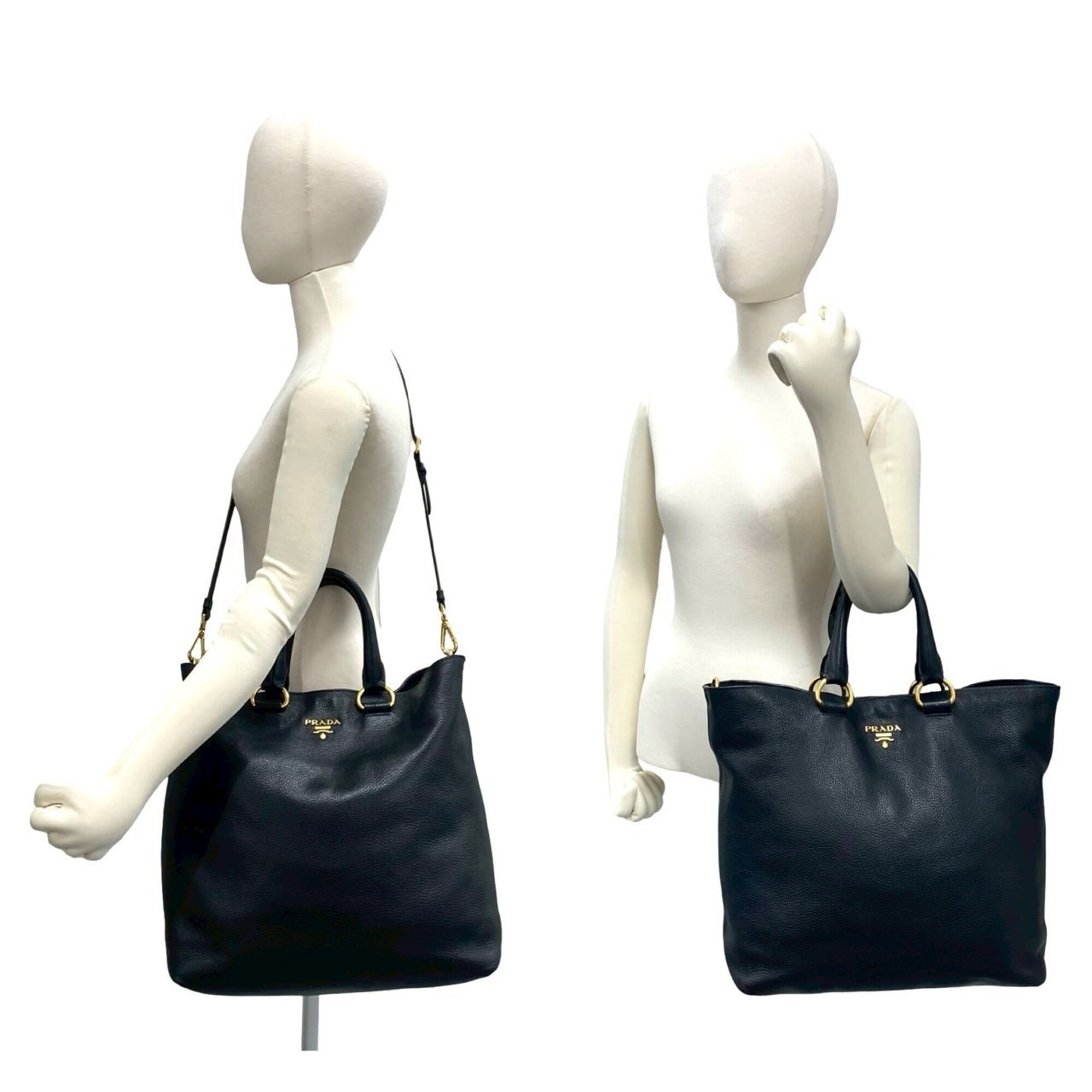 Prada Black Leather Handbag Shoulder Bag (Pre-Owned)