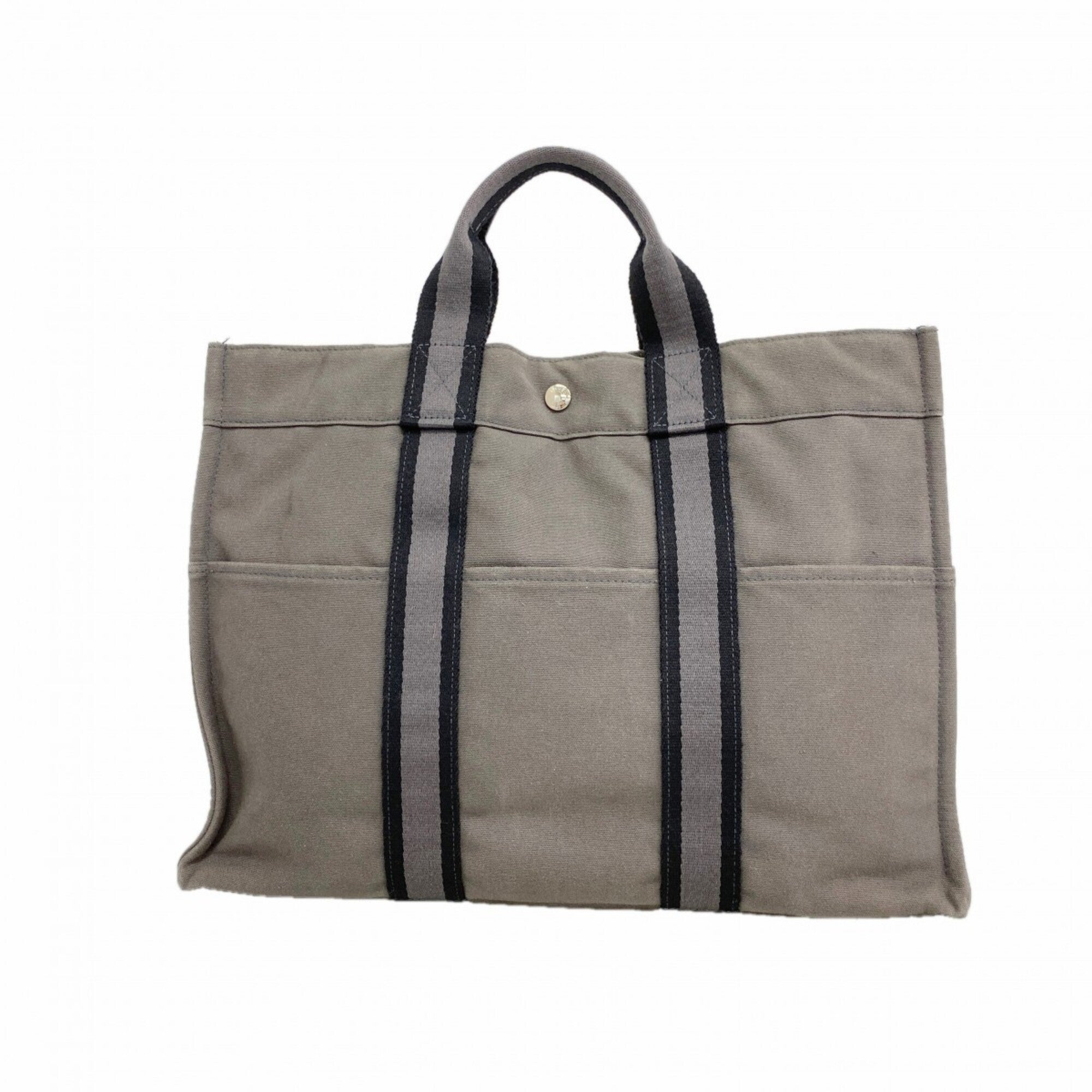 Hermes Gray Canvas Tote Bag (Pre-Owned)