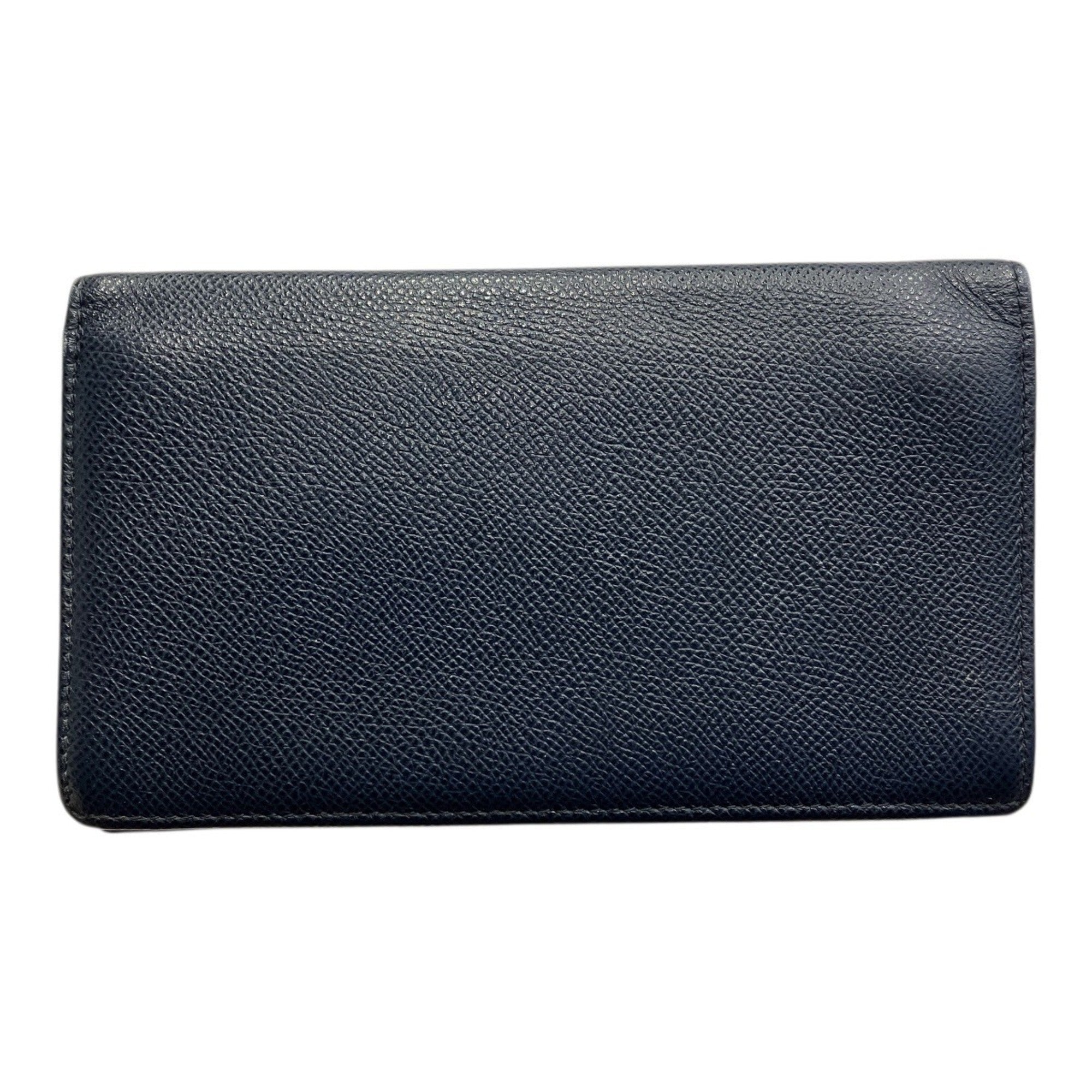 Bvlgari Navy Leather Long Wallet (Bi-Fold) (Pre-Owned)