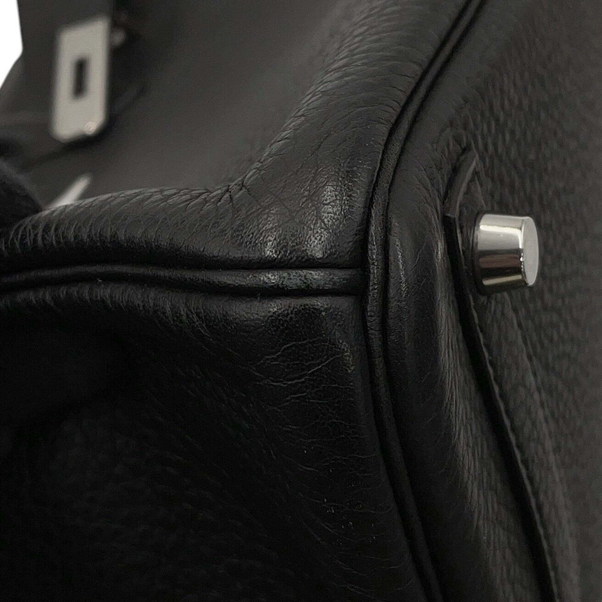 Hermes Birkin Black Taurillon Clemence Leather Handbag (Pre-Owned)