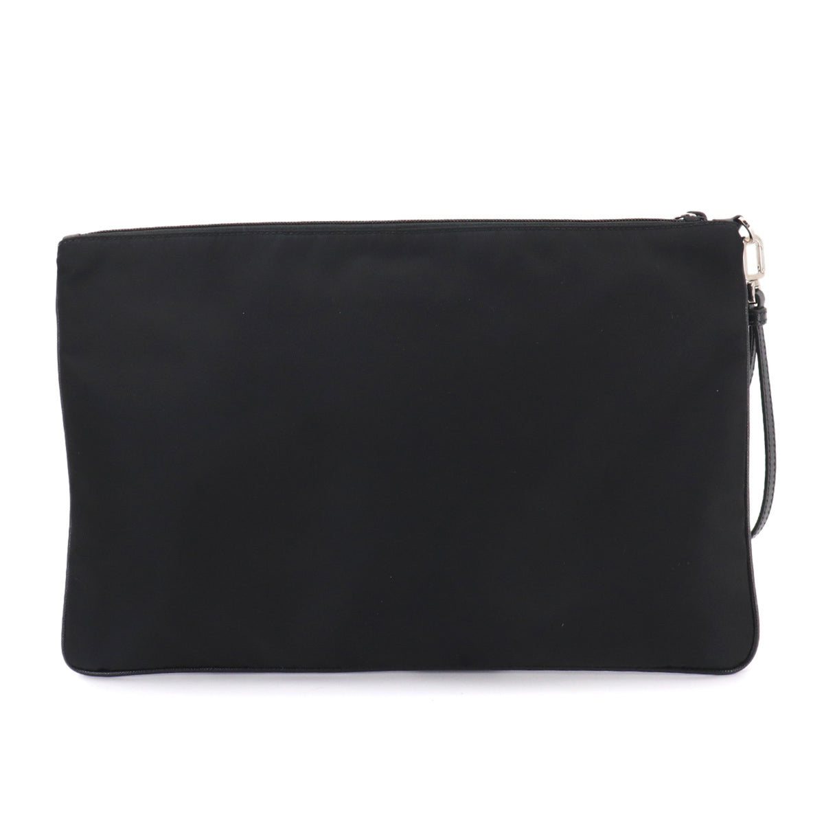 Prada Black Nylon Leather Clutch Bag Handbag (Pre-Owned)