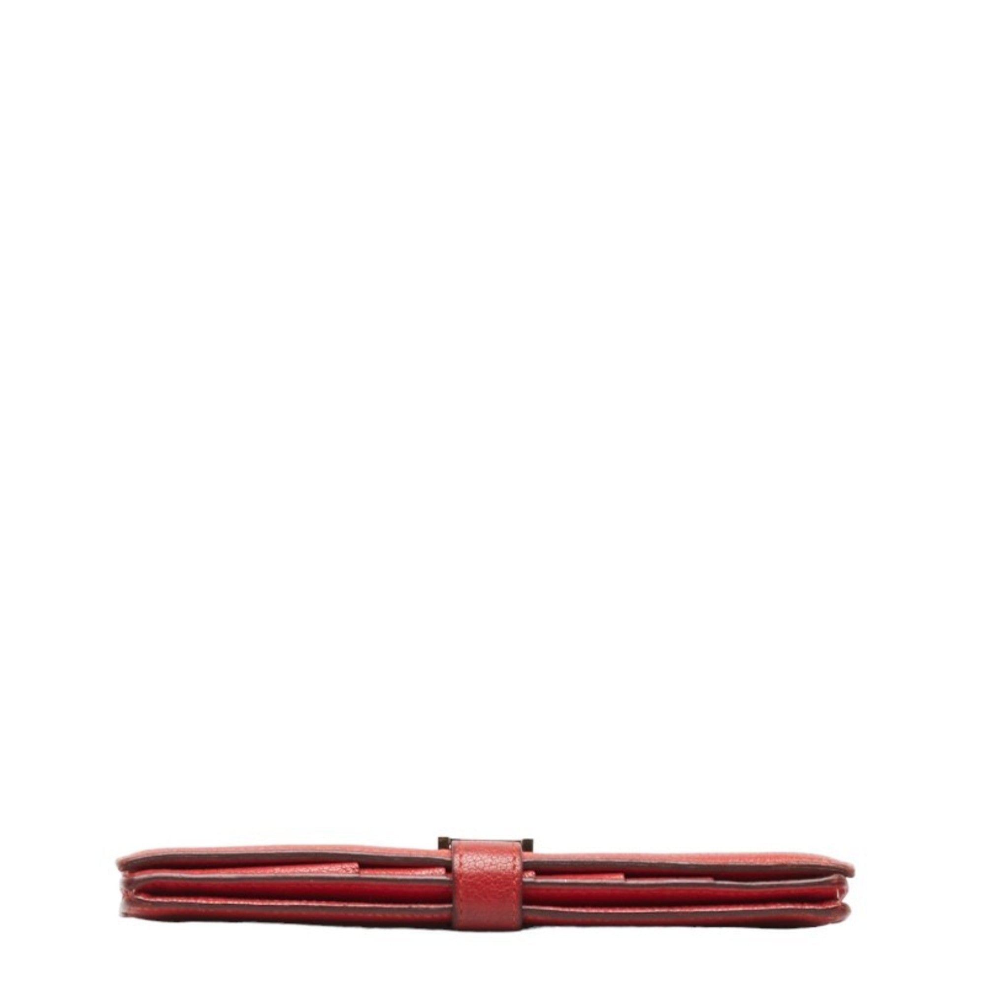 Hermes Red Color Leather Wallet (Bi-Fold) (Pre-Owned)