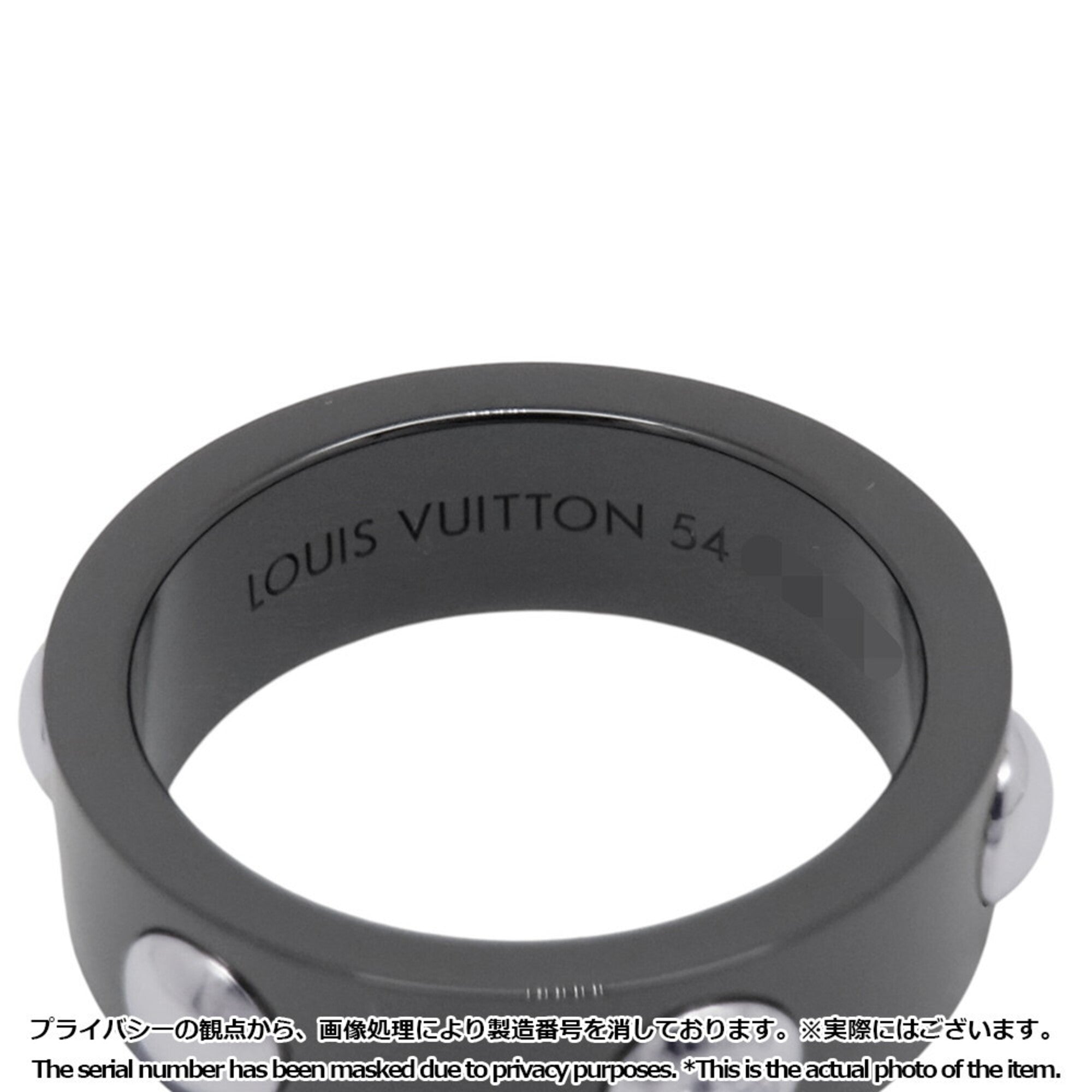 Louis Vuitton Black Ceramic Platinum 950 Band Ring (Pre-Owned)