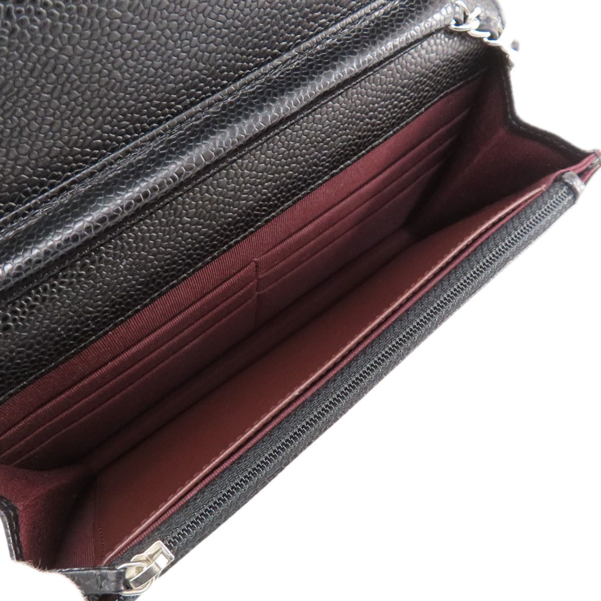 Chanel Black Caviar Leather Chain/Shoulder Wallet (Pre-Owned)