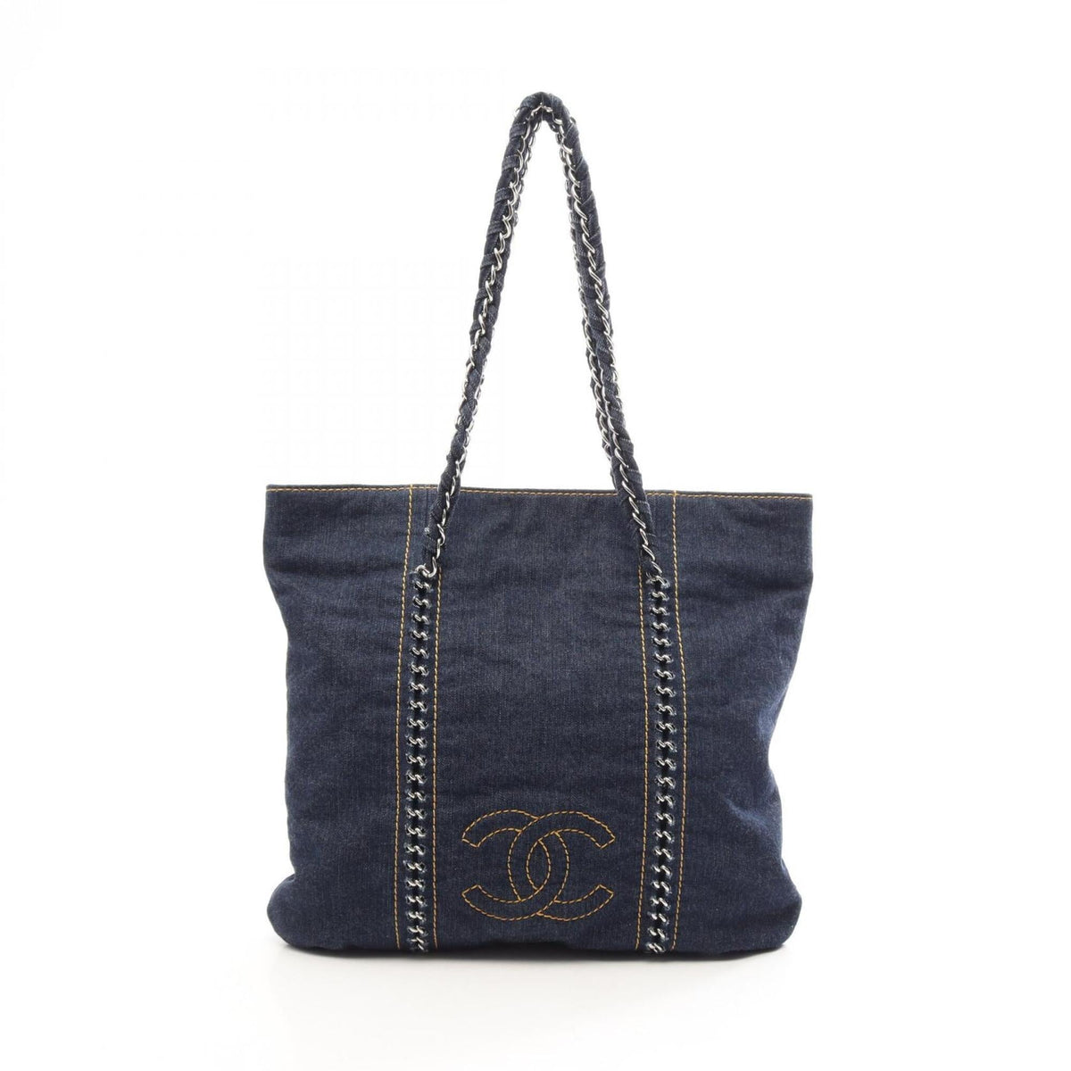 Chanel Navy Denim Handbag Tote Bag (Pre-Owned)