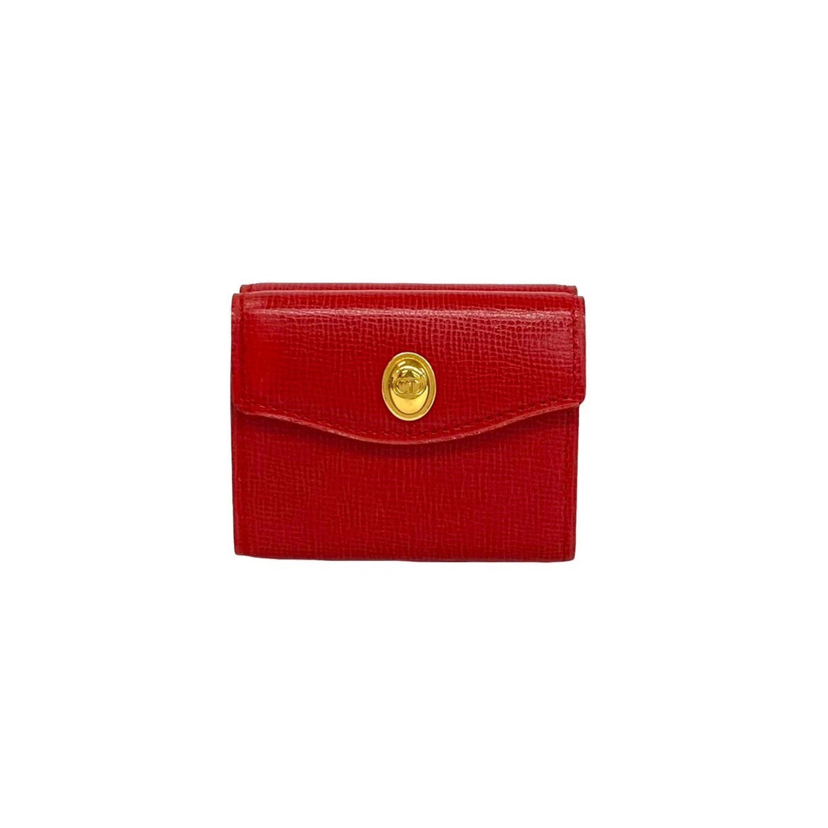 Christian Dior Red Color Leather Wallet (Tri-Fold) (Pre-Owned)