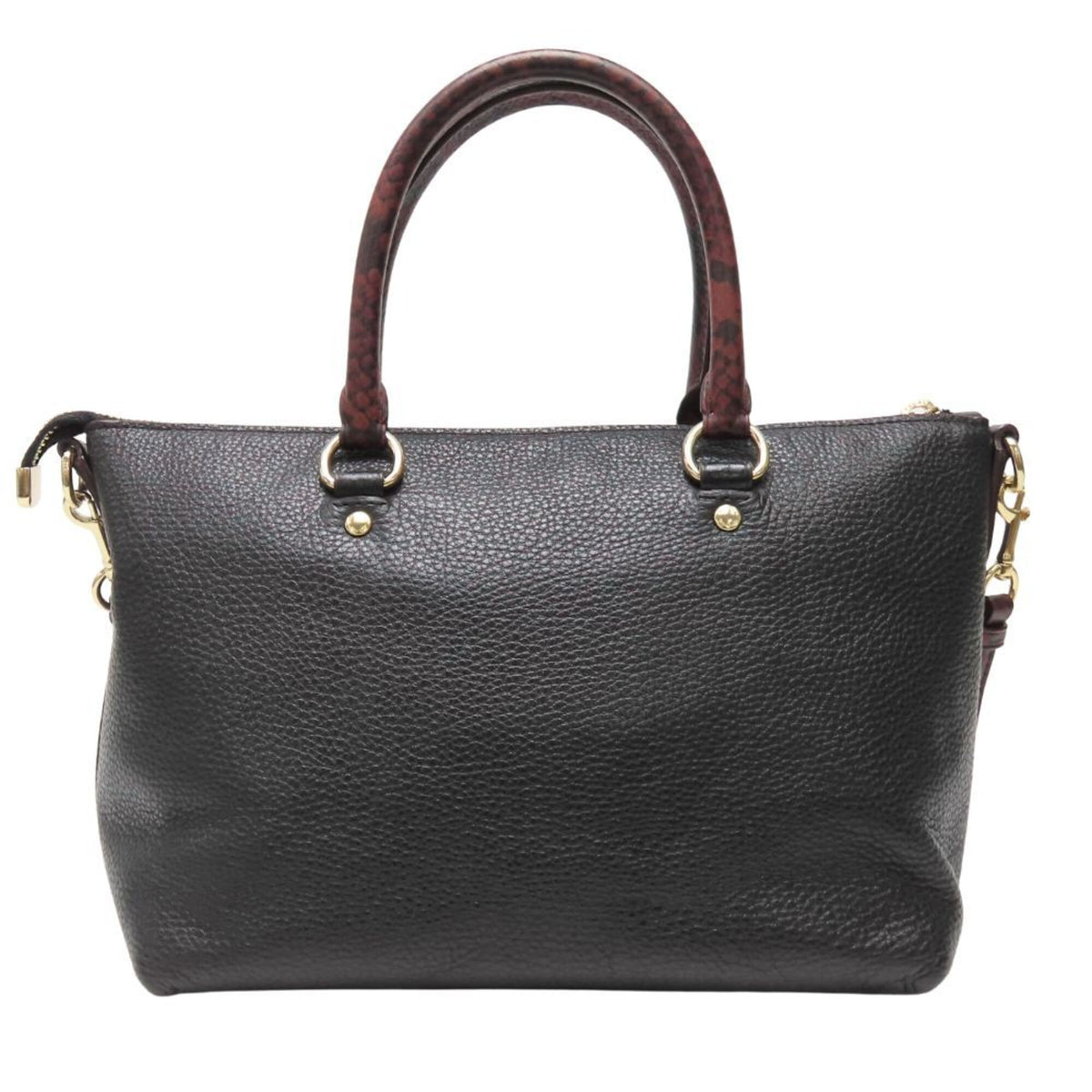 Coach Signature Black Bordeaux Brown Leather Coated Canvas Handbag (Pre-Owned)