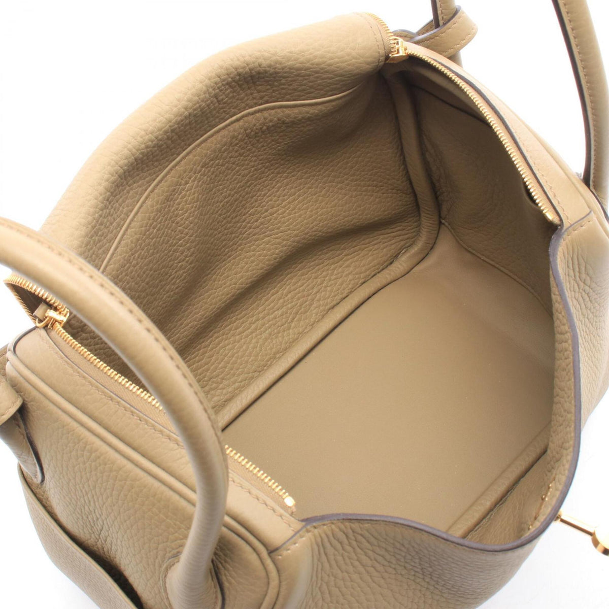Hermes Beige Taurillon Clemence Leather Handbag Shoulder Bag (Pre-Owned)