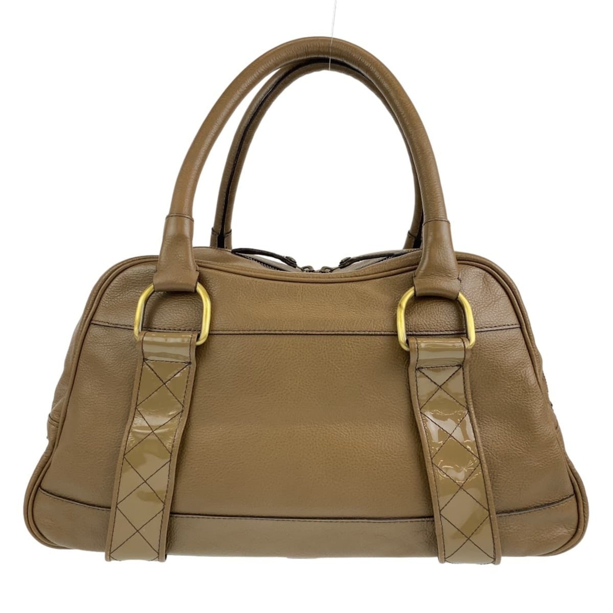 Burberry Khaki Brown Leather Handbag Shoulder Bag (Pre-Owned)