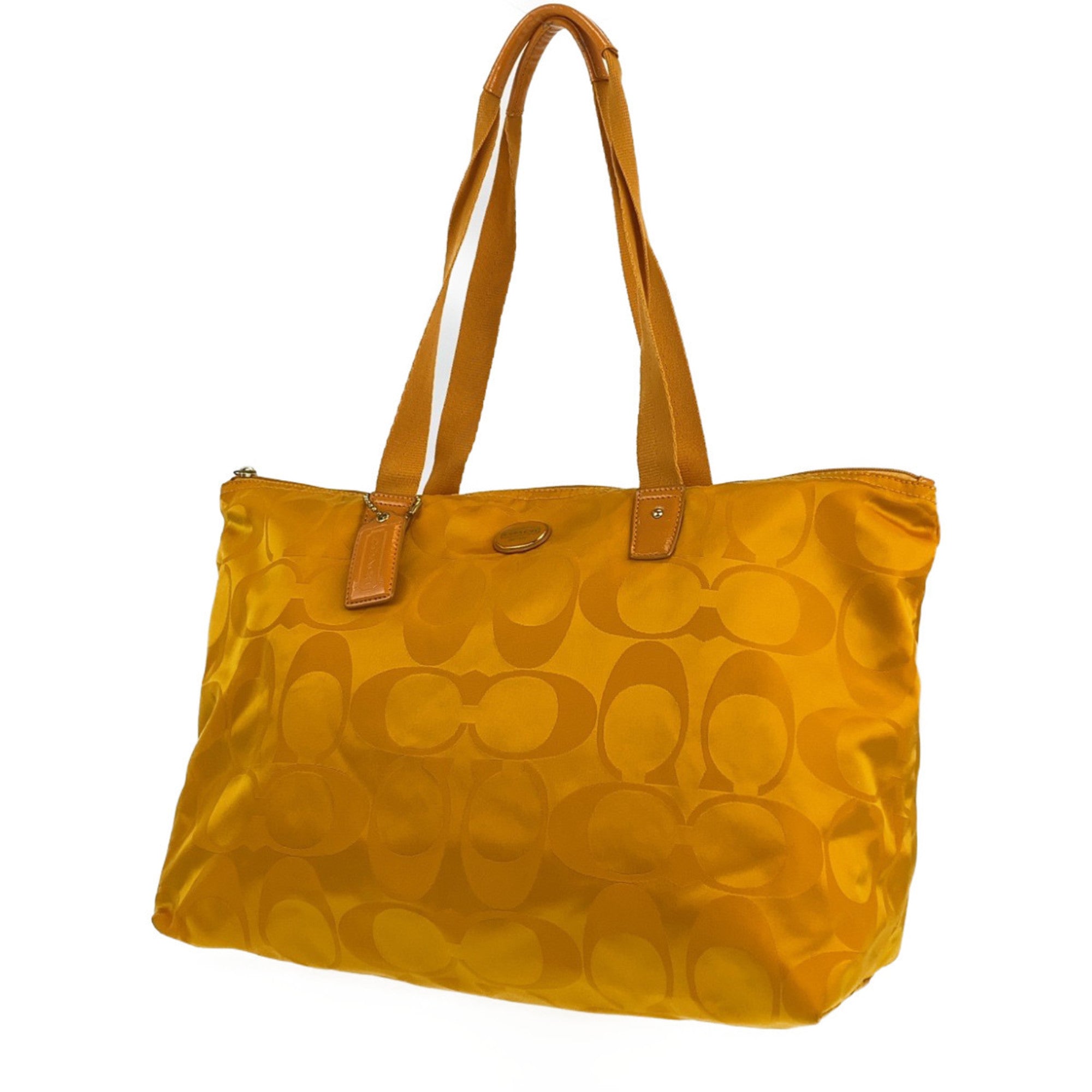 Coach Yellow Nylon Leather Shoulder Bag Tote Bag (Pre-Owned)
