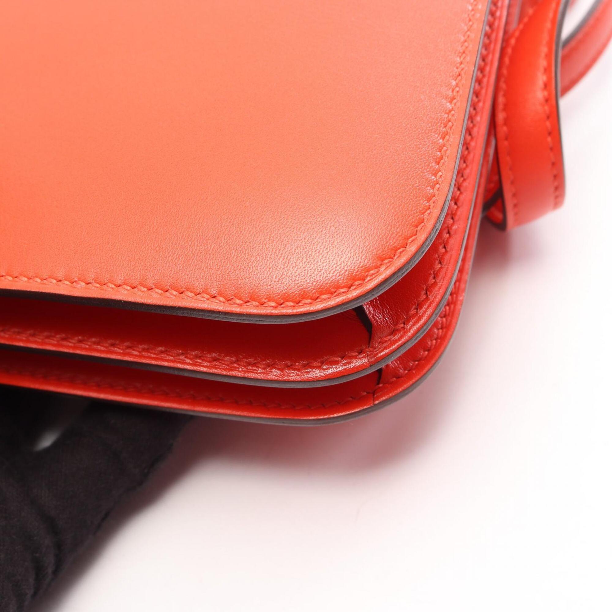 Hermes Red Color Tadelakt Leather Handbag Shoulder Bag (Pre-Owned)