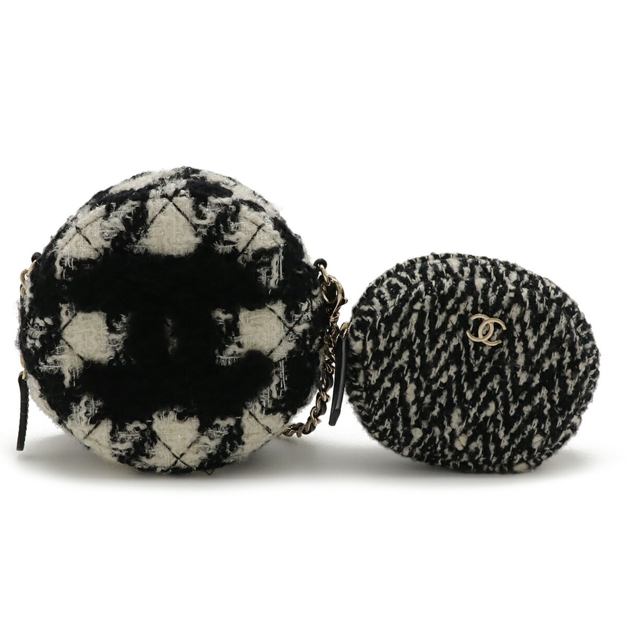 Chanel Black Ivory Tweed Pochette Pouch (Pre-Owned)