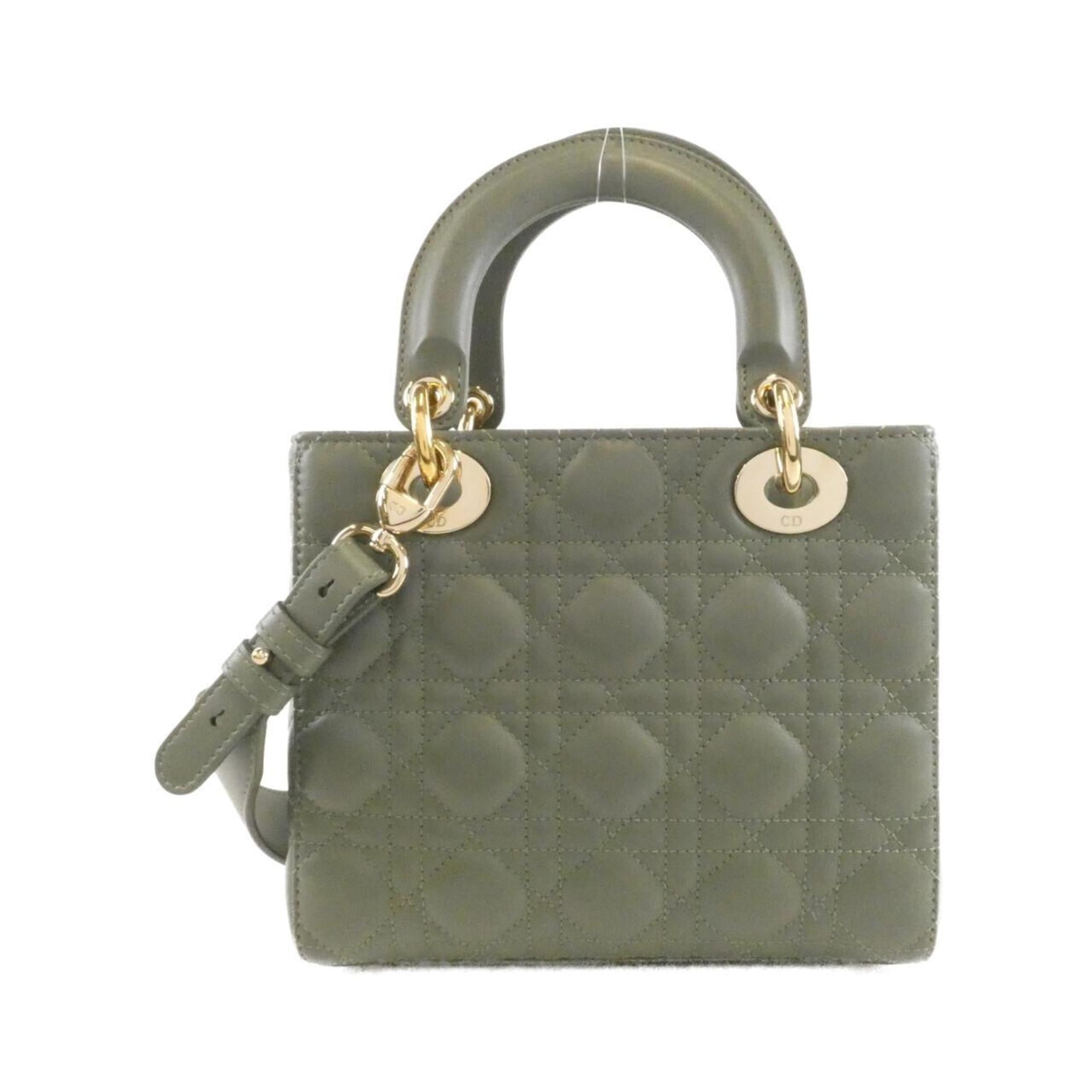Christian Dior Lady Dior Dark Green Leather Handbag (Pre-Owned)