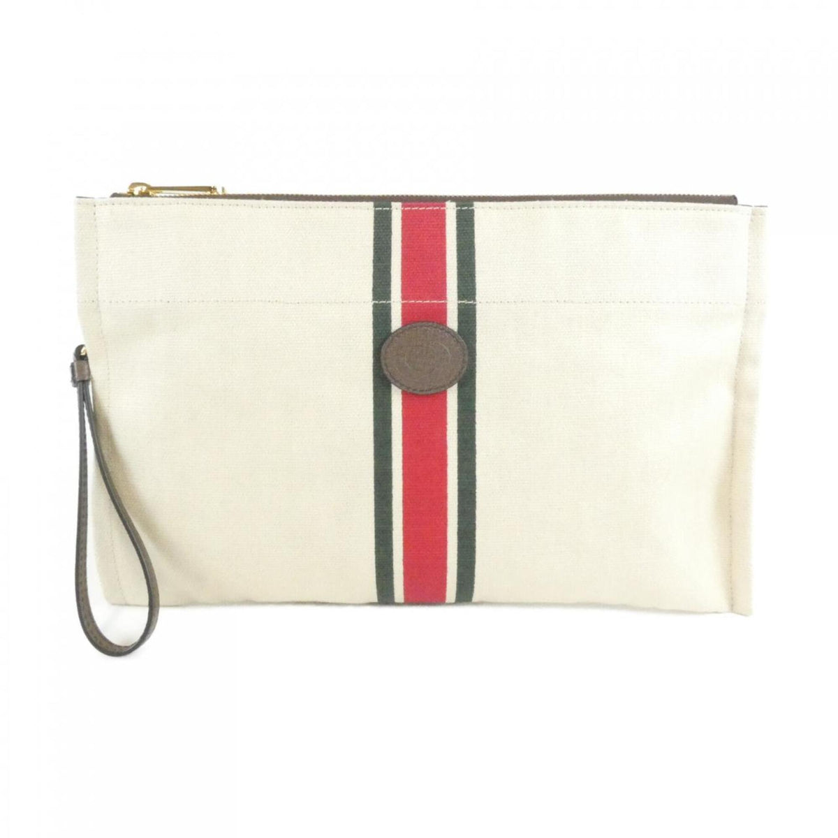 Gucci Beige Brown Linen Handbag (Pre-Owned)