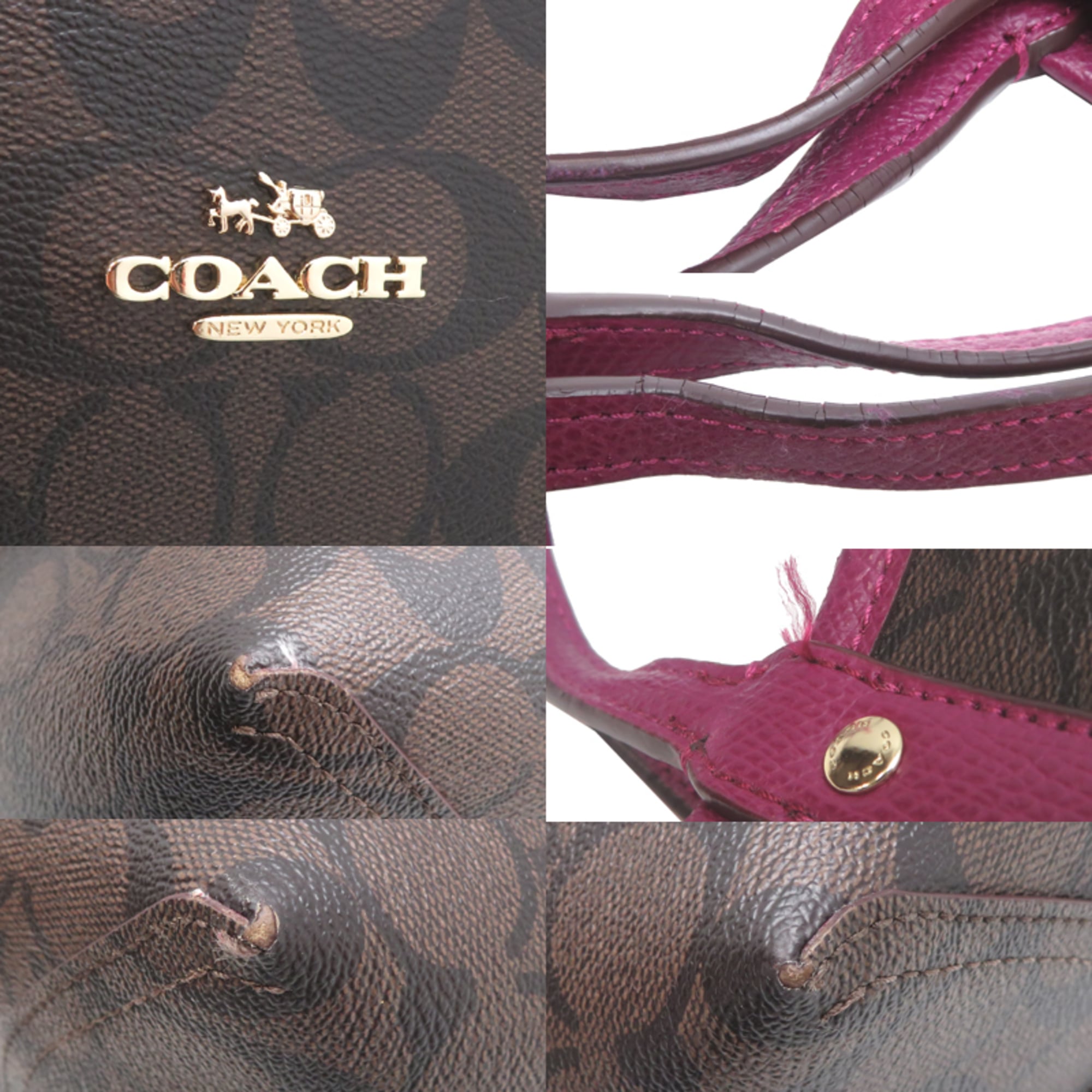 Coach Brown Leather Pvc Tote Bag (Pre-Owned)