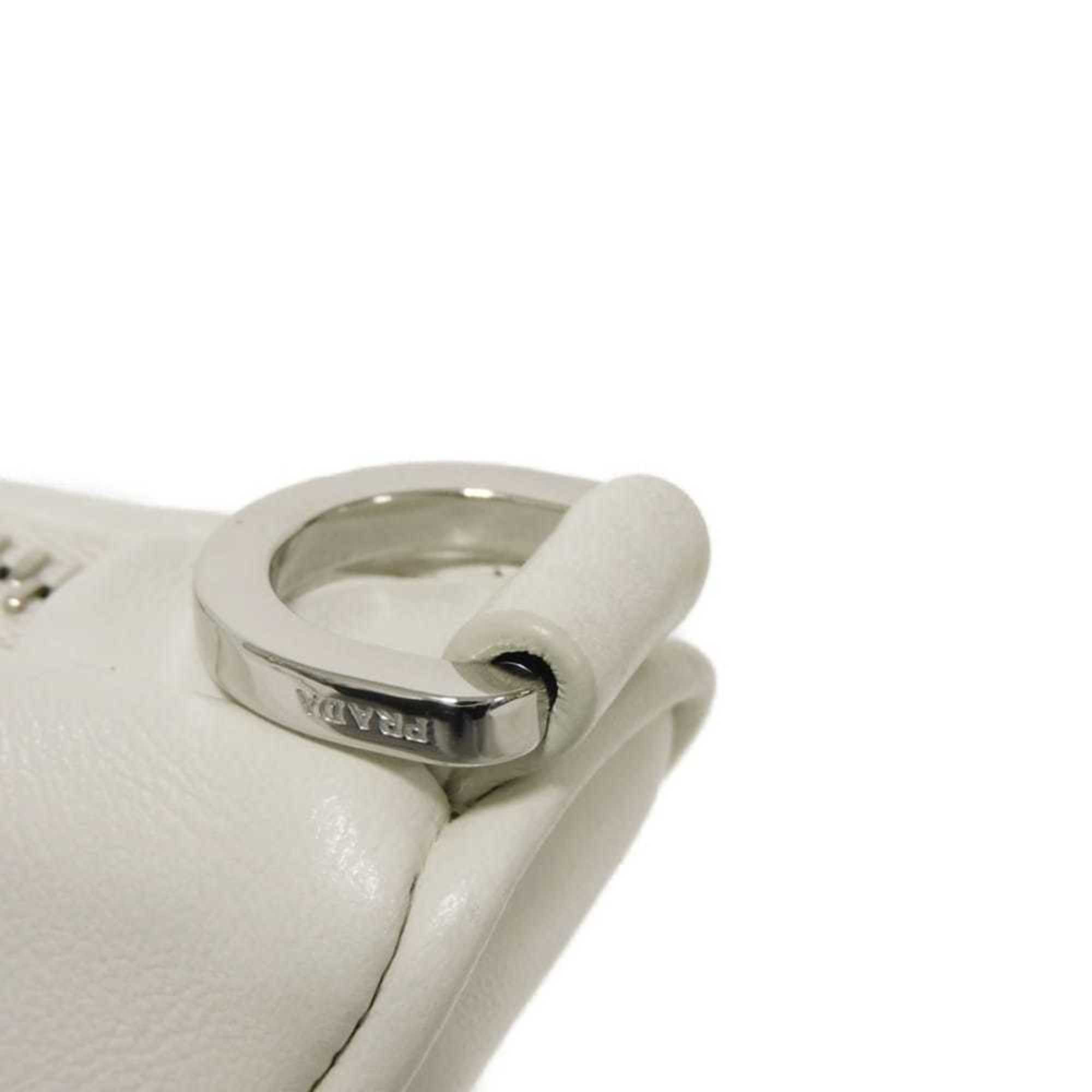 Prada Bianco White Leather Shoulder Bag (Pre-Owned)