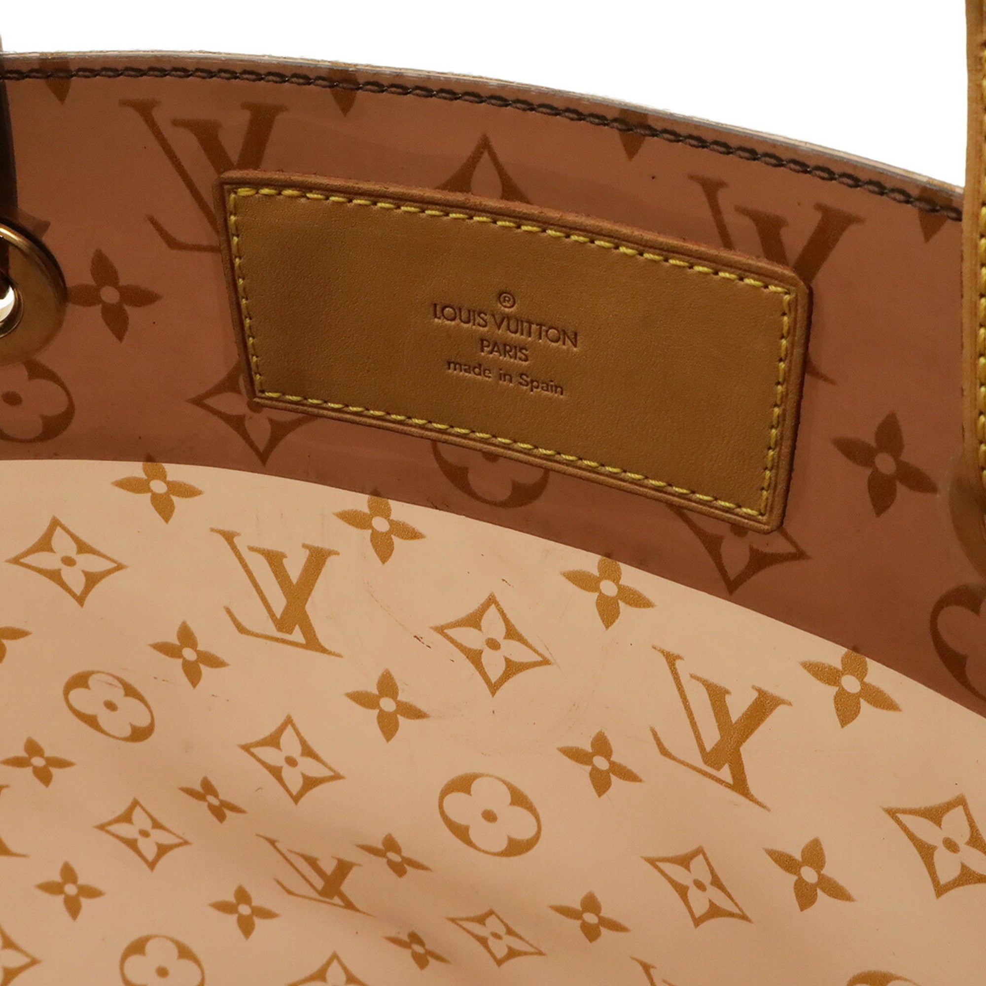 Louis Vuitton Brown Clear Leather Vinyl Beach Bag Handbag Pouch Shoulder Bag Tote Bag (Pre-Owned)