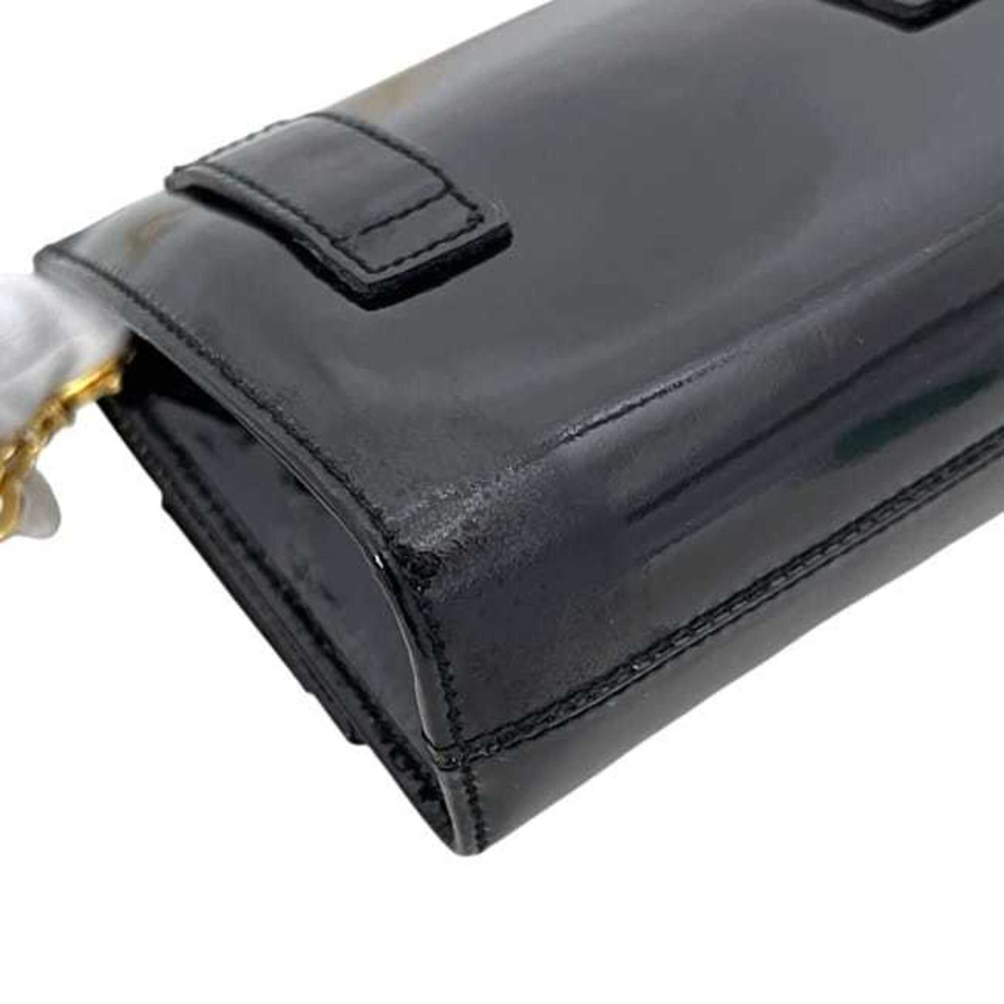Salvatore Ferragamo Vara Black Patent Leather Shoulder Bag (Pre-Owned)