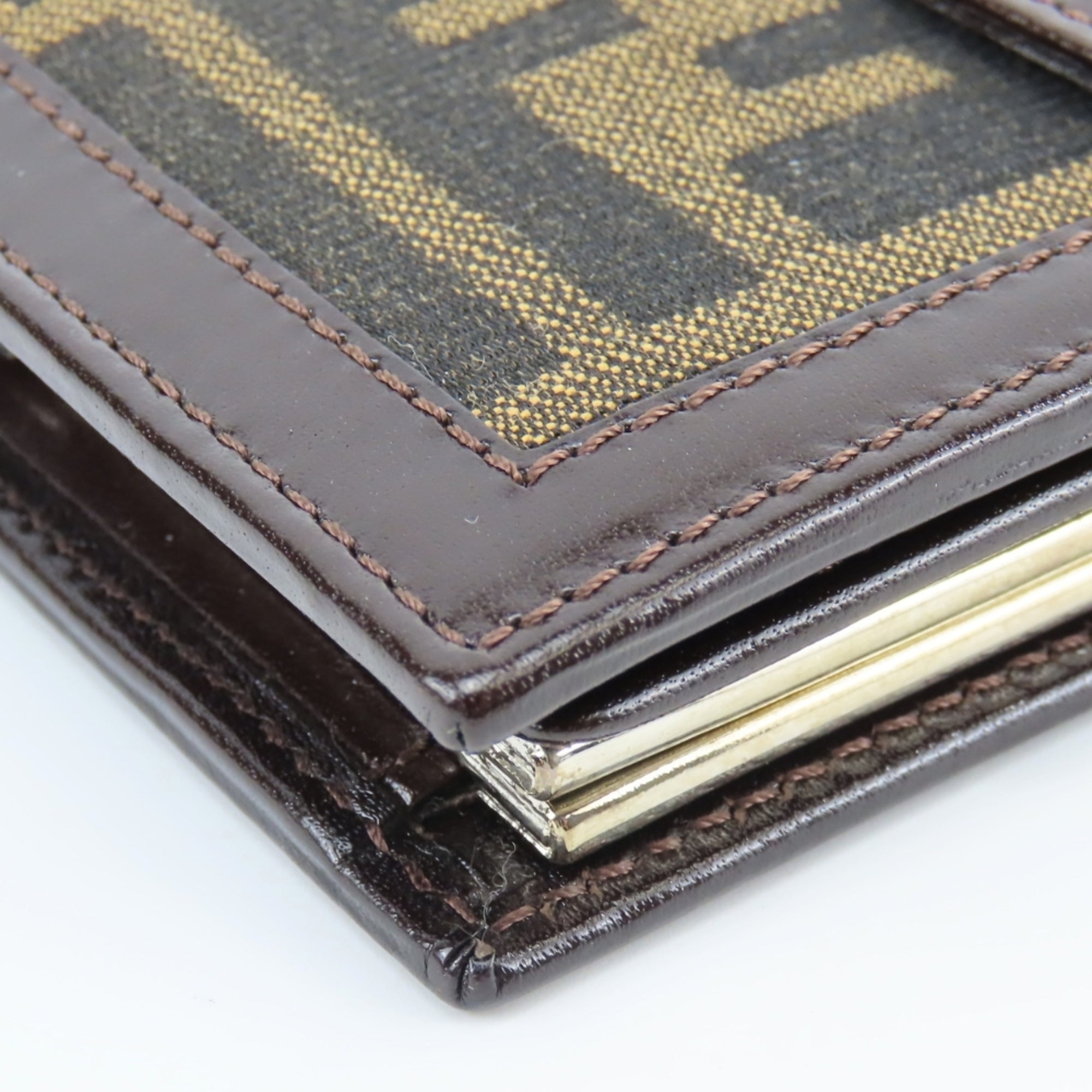 Fendi Zucca Brown Canvas Leather Wallet (Bi-Fold) (Pre-Owned)
