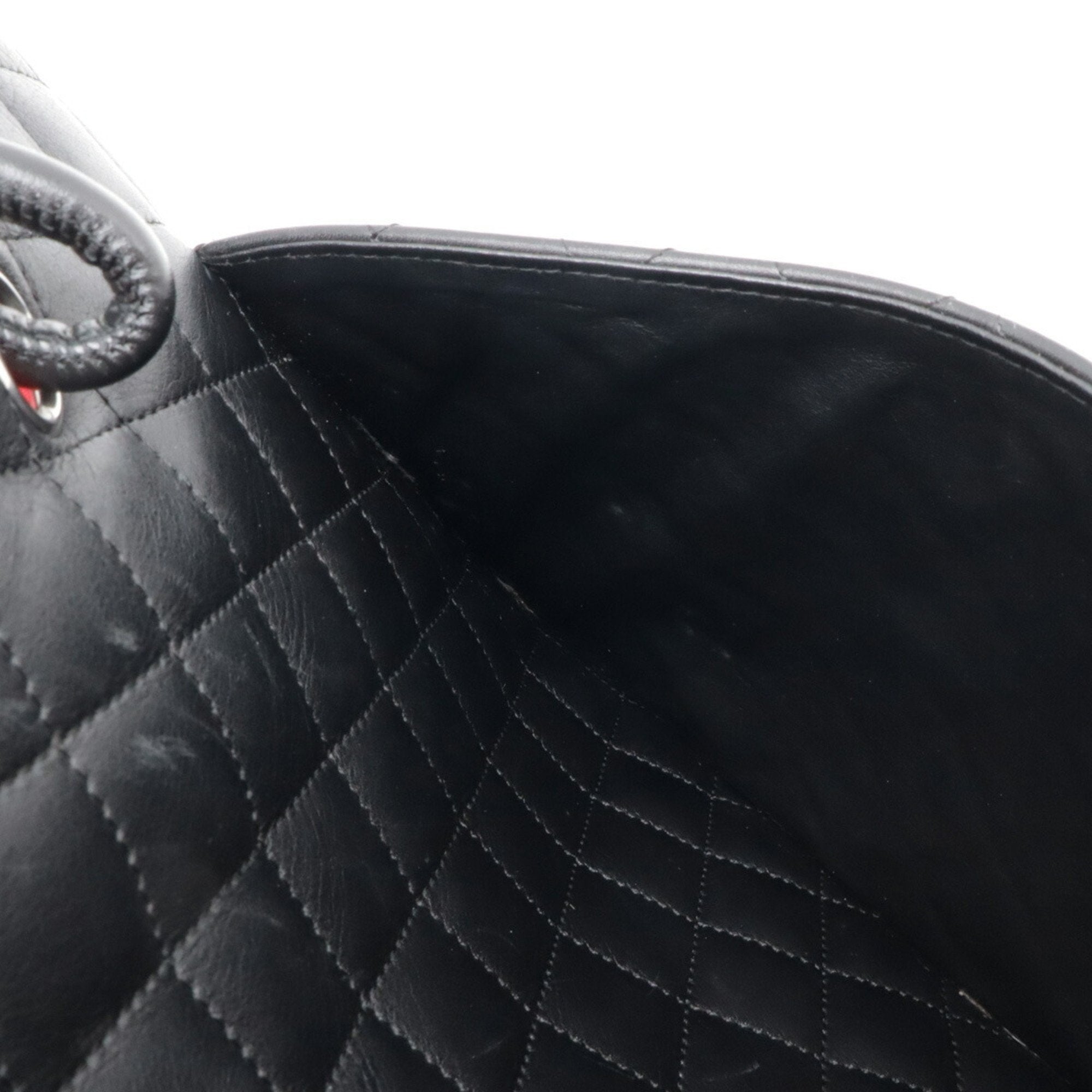 Chanel Black White Leather Shoulder Bag Tote Bag (Pre-Owned)