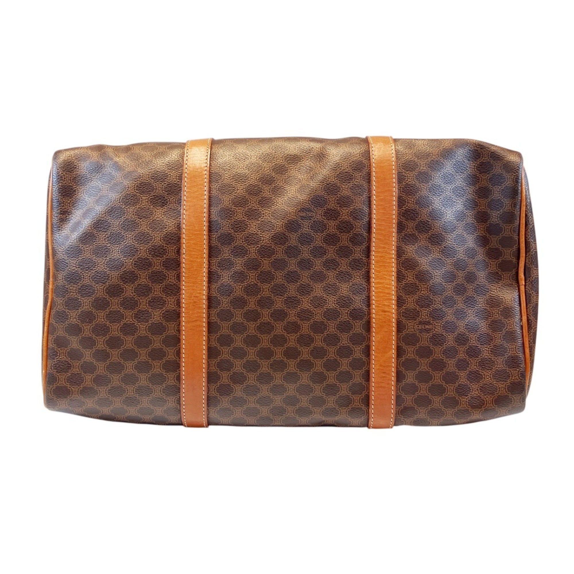 Celine Macadam Brown Coated Canvas Boston Bag (Pre-Owned)