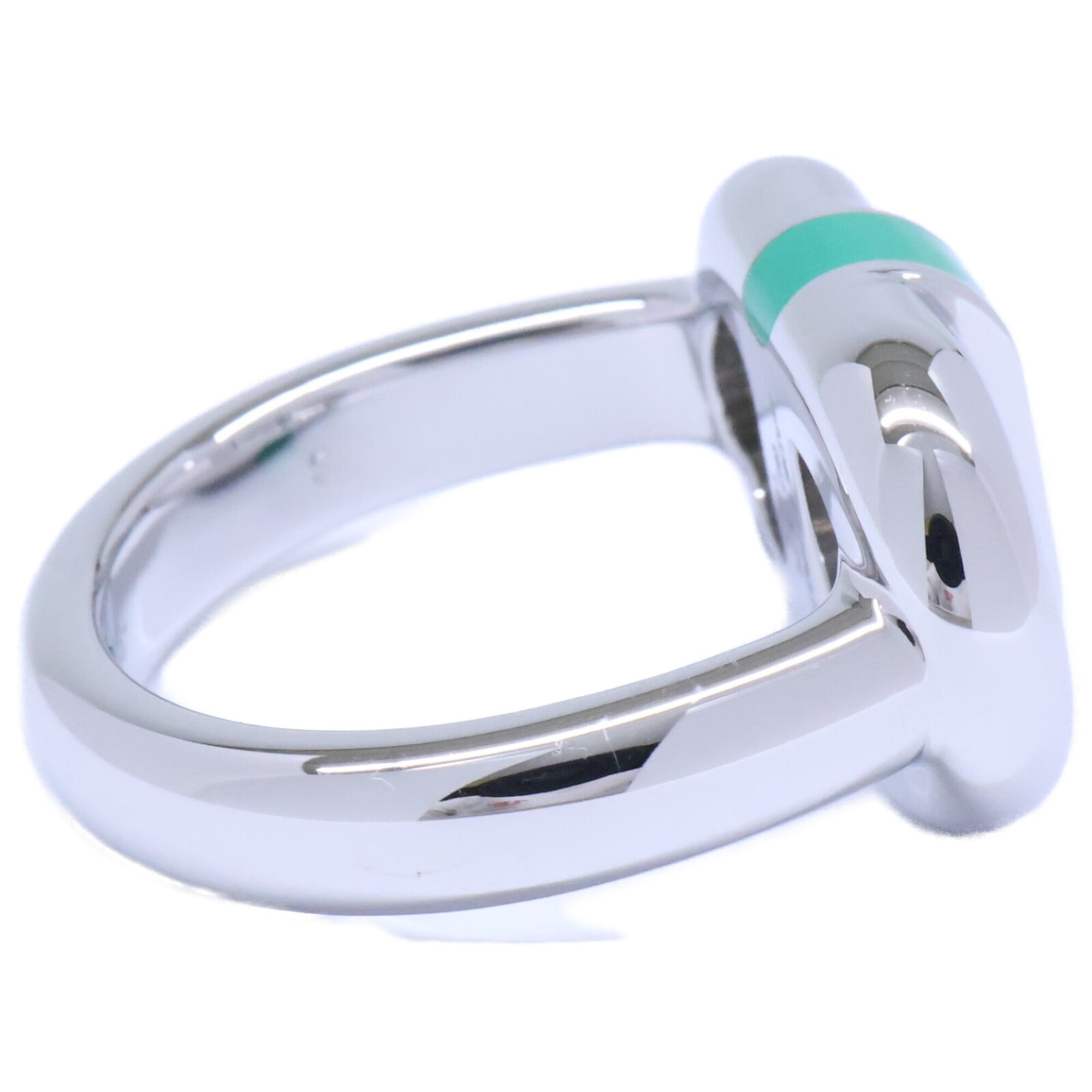 Hermes Silver Green Metal Band Ring (Pre-Owned)