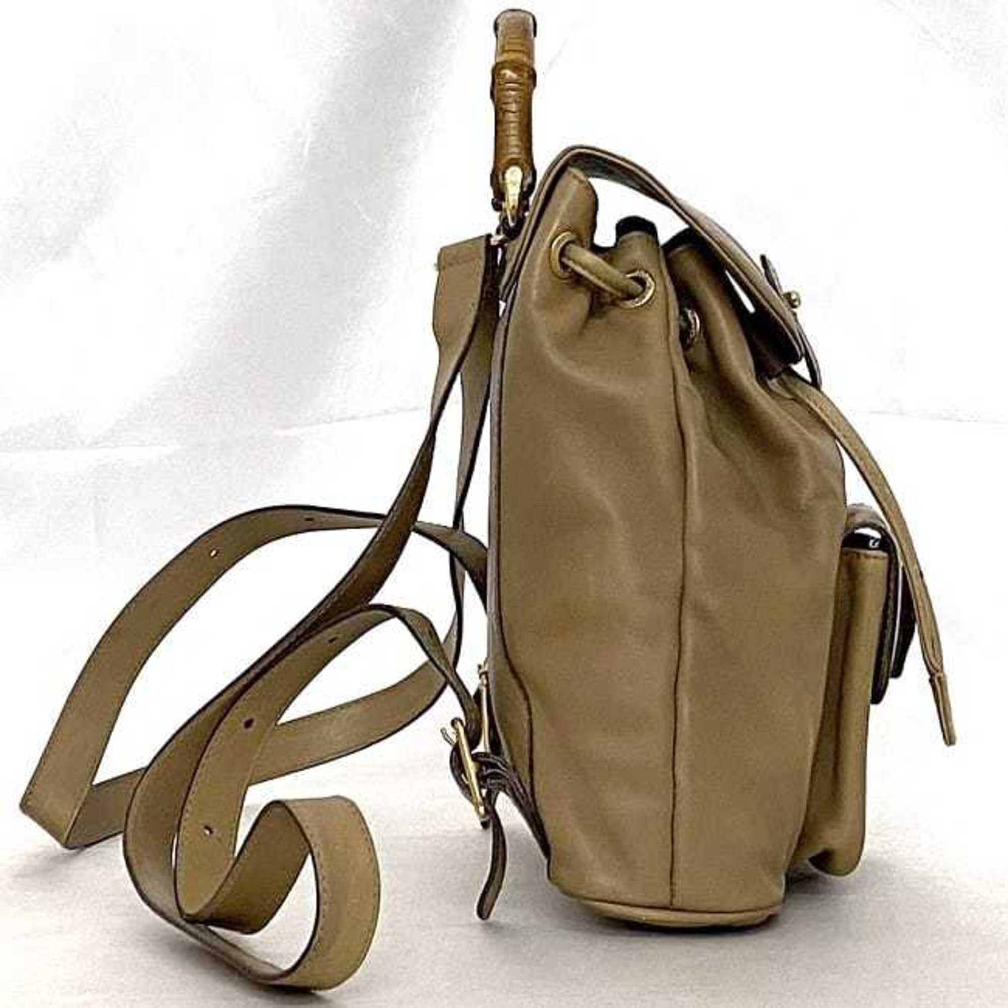 Gucci Beige Leather Bamboo Backpack (Pre-Owned)