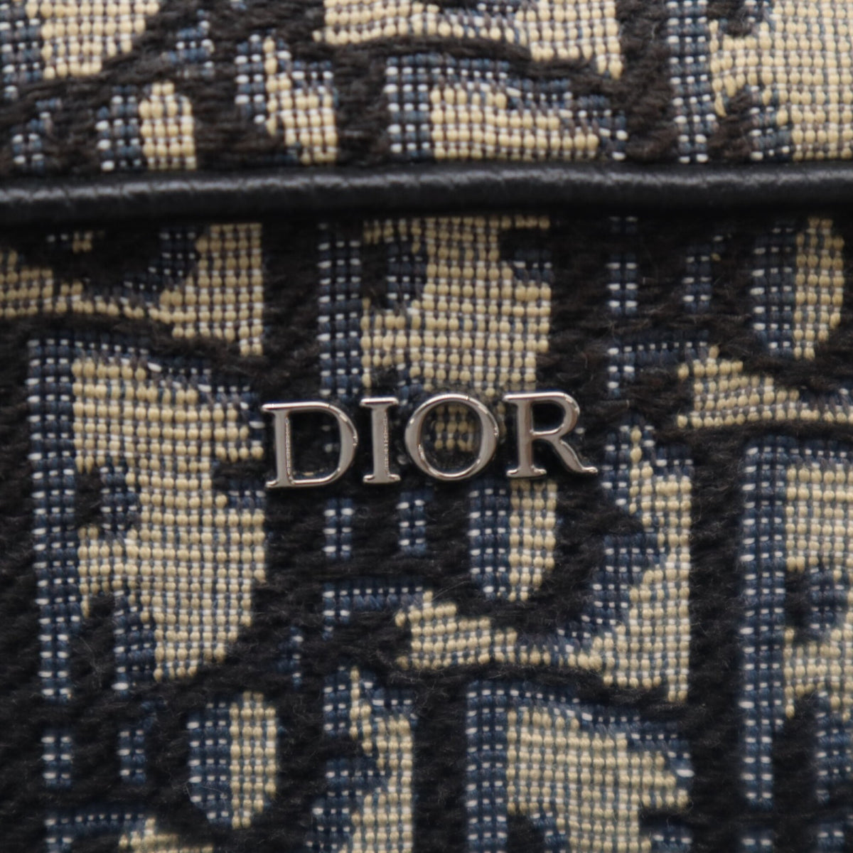 Christian Dior Beige Navy Cotton Leather Shoulder Bag (Pre-Owned)