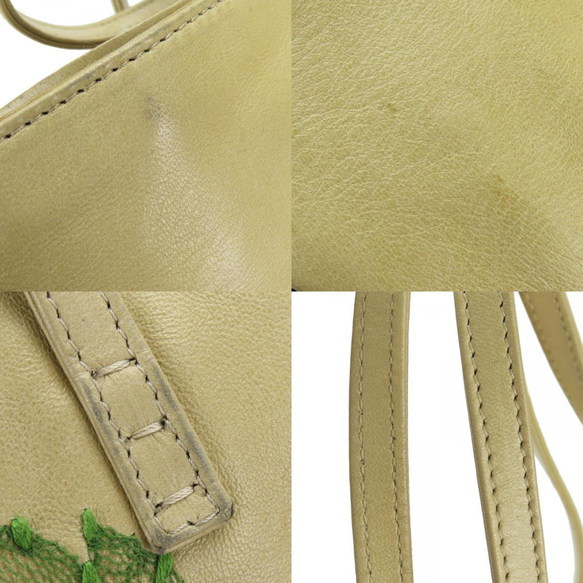 Fendi Beige Pink Green Leather Tote Bag (Pre-Owned)