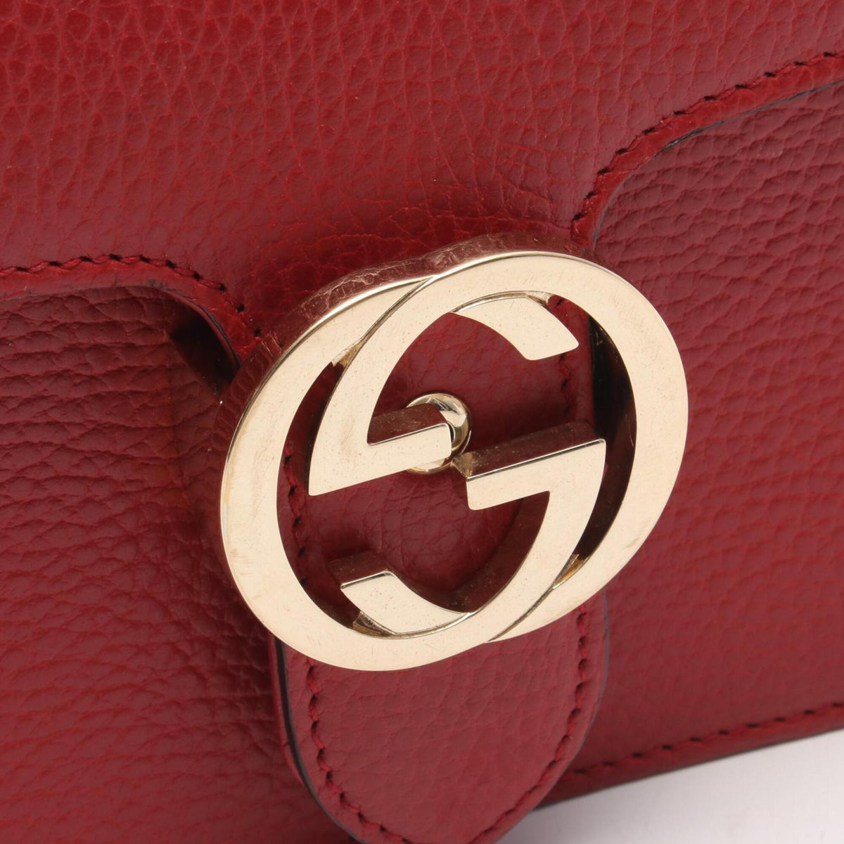 Gucci Red Color Leather Handbag Shoulder Bag (Pre-Owned)