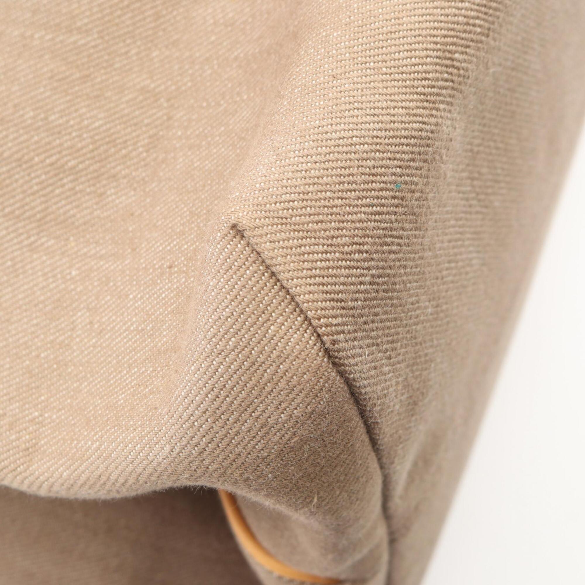 Louis Vuitton Beige Brown Canvas Suede Leather Handbag Tote Bag (Pre-Owned)