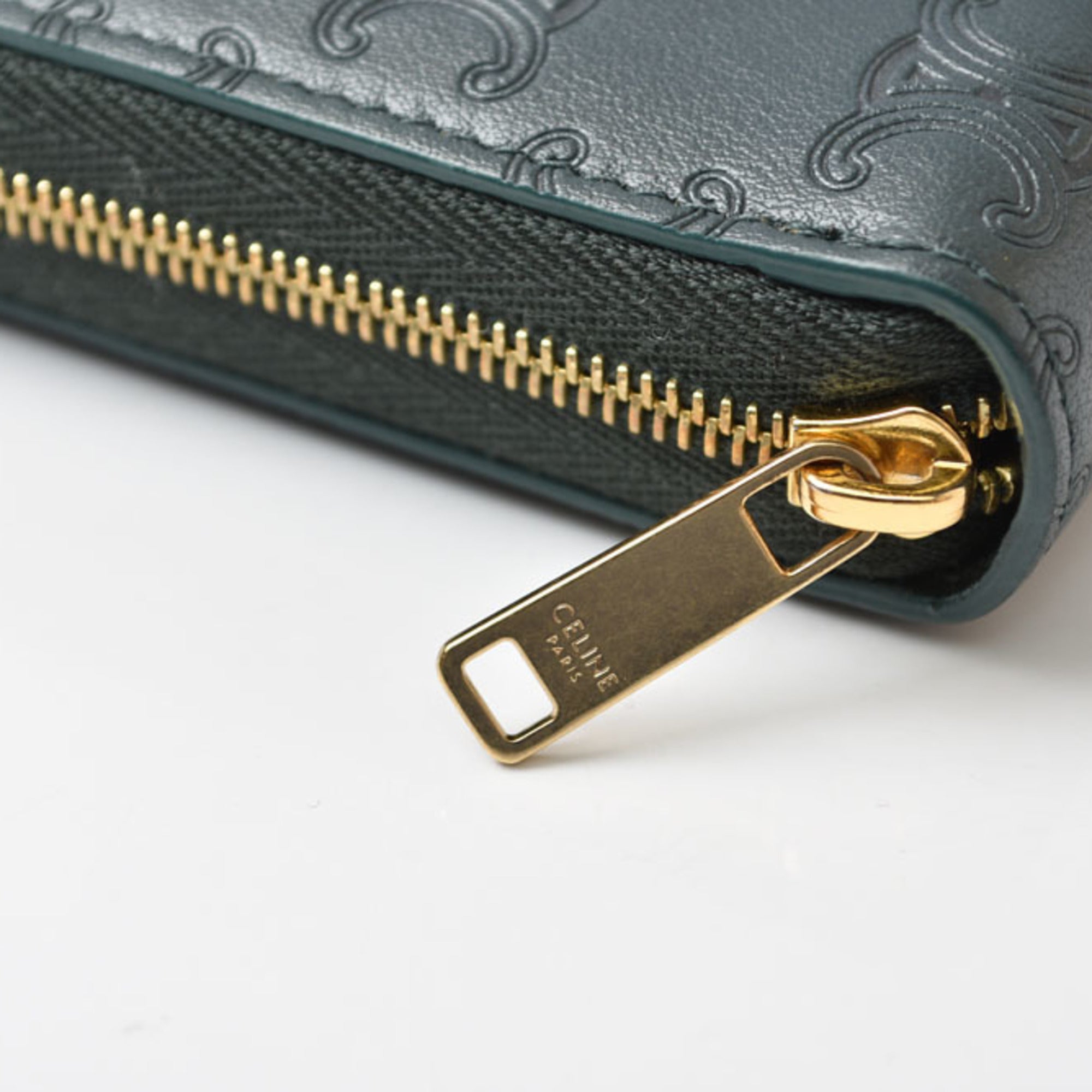 Celine Green Leather Coin Purse/Coin Case (Pre-Owned)