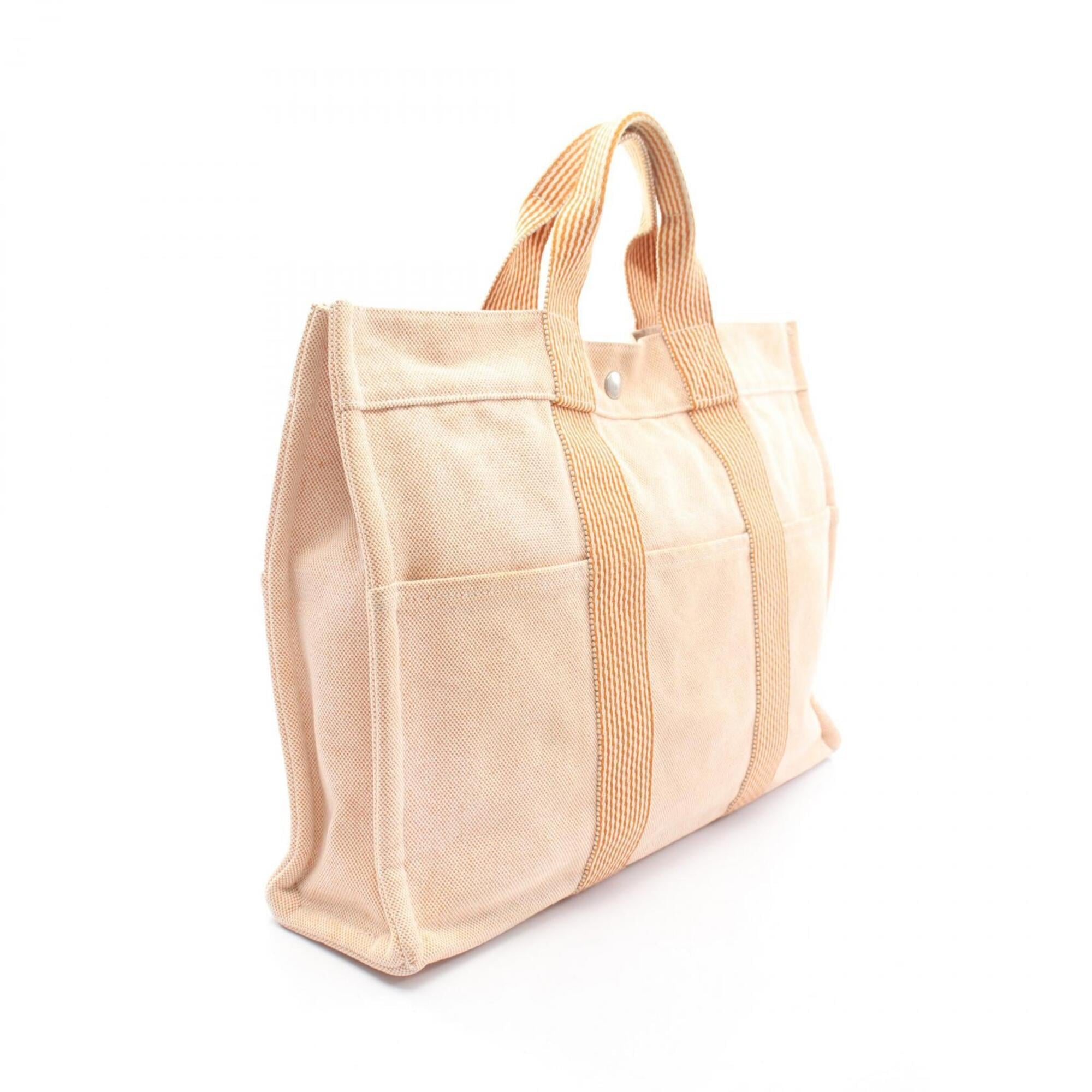 Hermes Brown Orange Canvas Handbag Tote Bag (Pre-Owned)