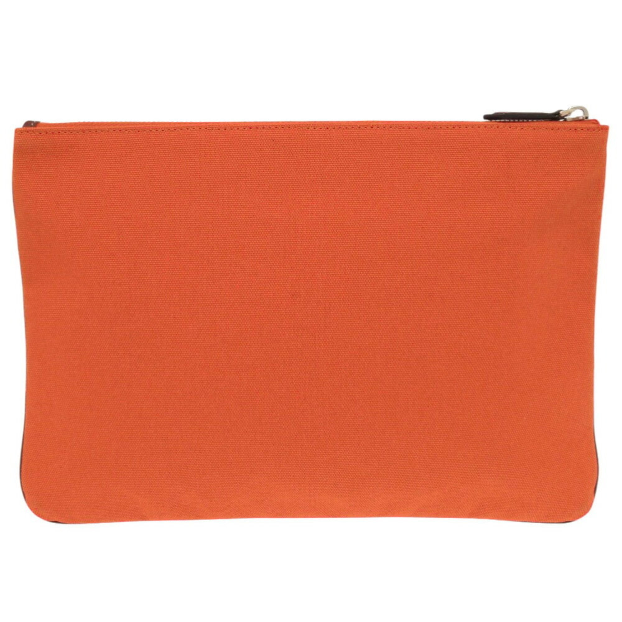 Fendi Orange Canvas Clutch Bag Pouch (Pre-Owned)