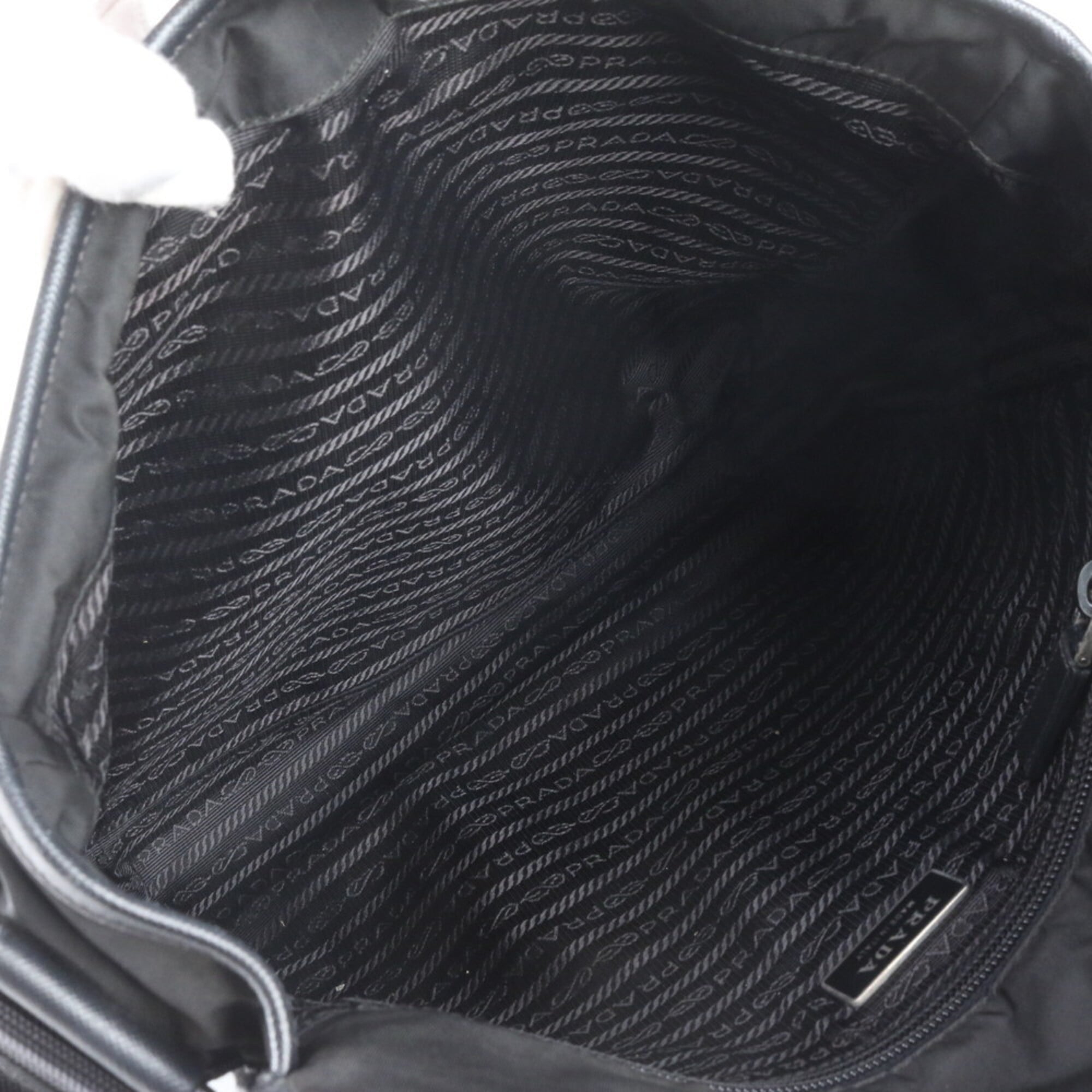 Prada Black White Nylon Leather Shoulder Bag (Pre-Owned)