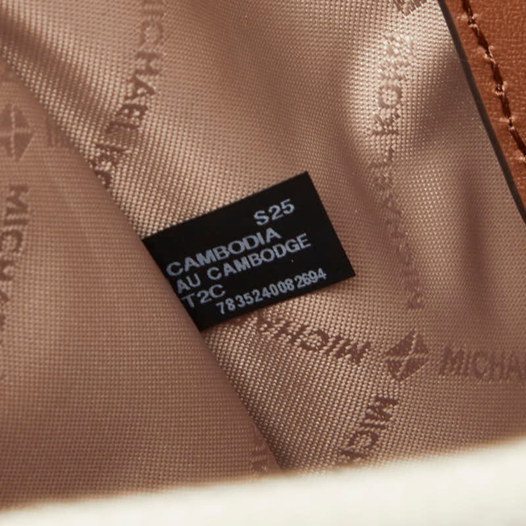 Michael Kors Beige Brown Canvas Leather Shoulder Bag Tote Bag (Pre-Owned)
