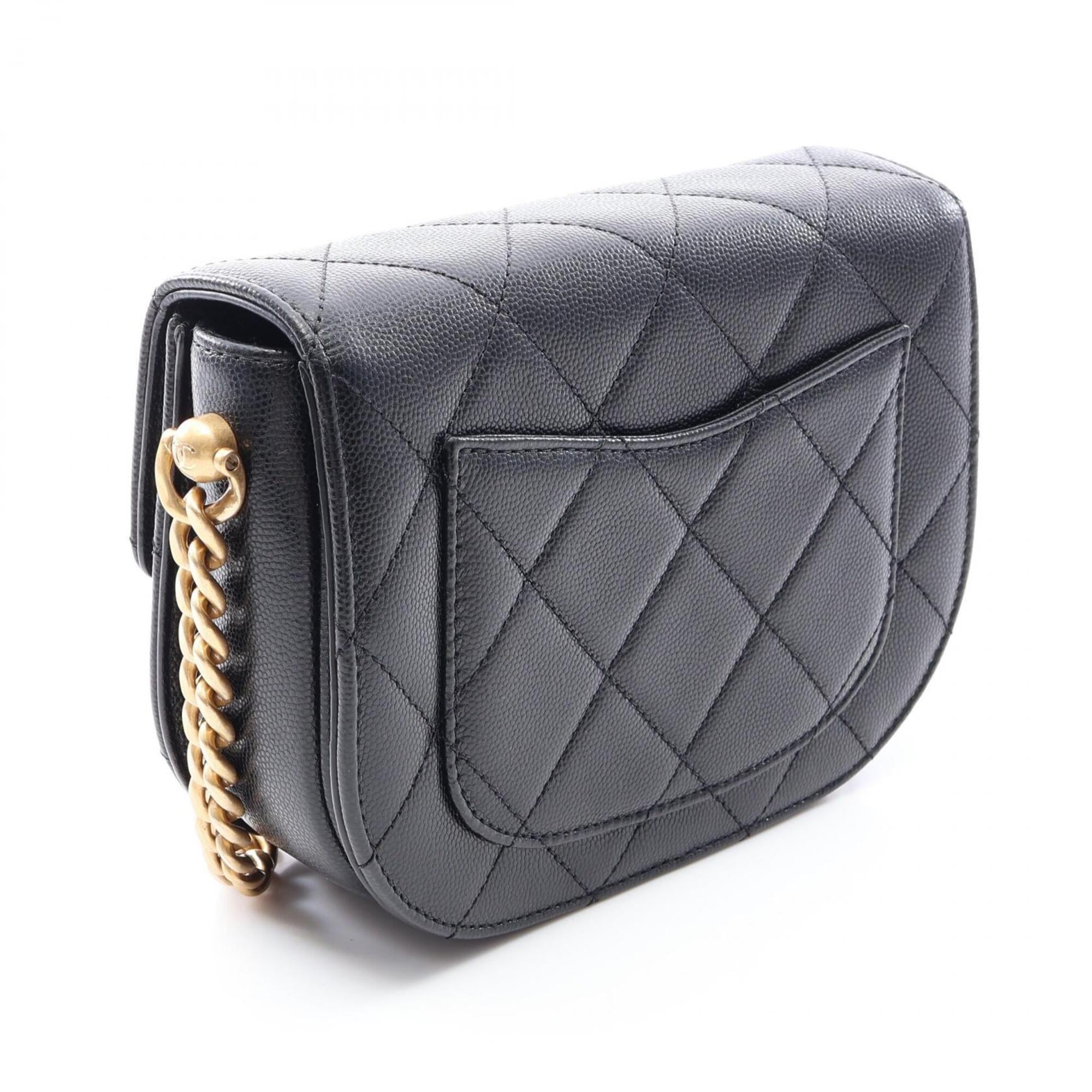Chanel Black Grained Calfskin Handbag Shoulder Bag (Pre-Owned)