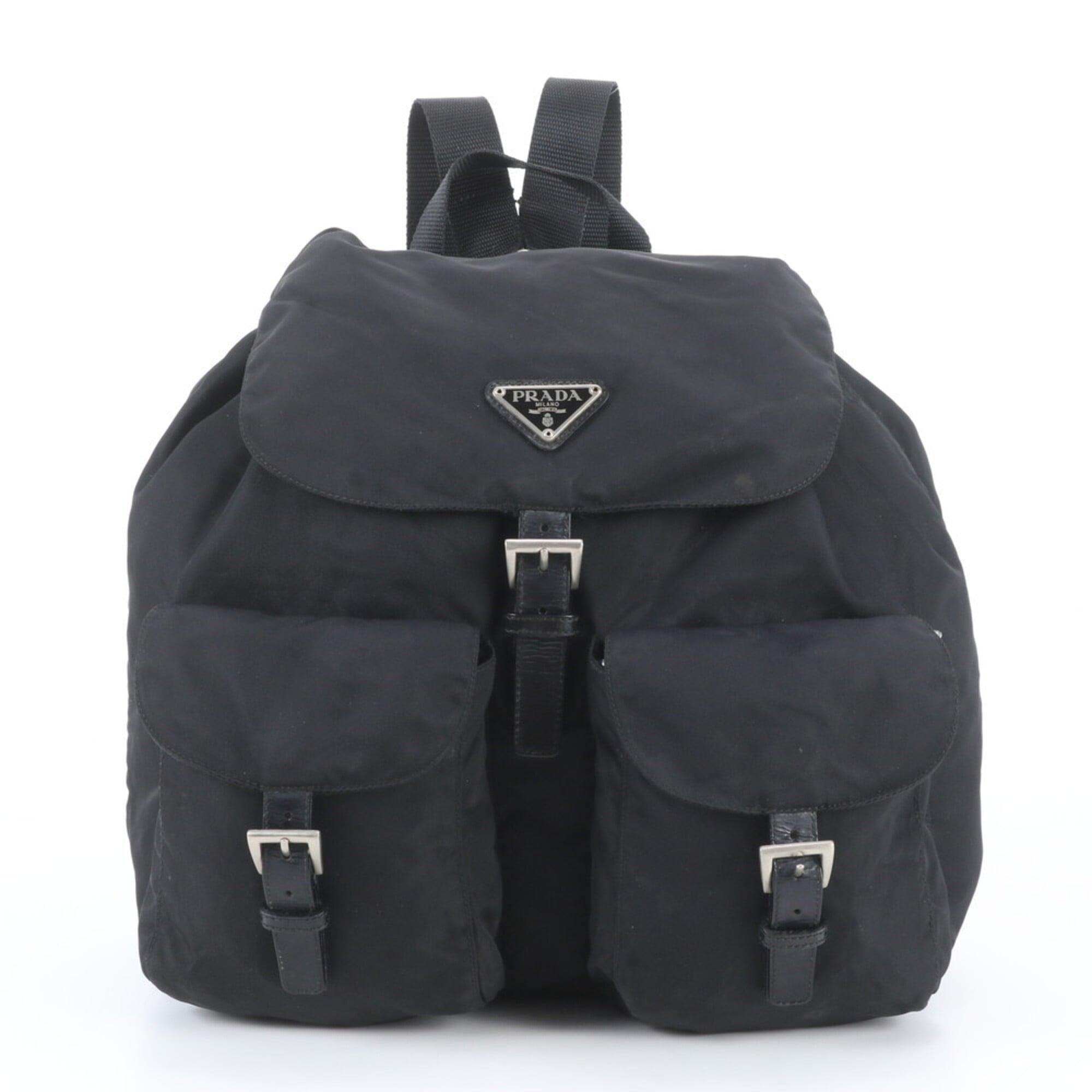 Prada Black Leather Nylon Backpack (Pre-Owned)