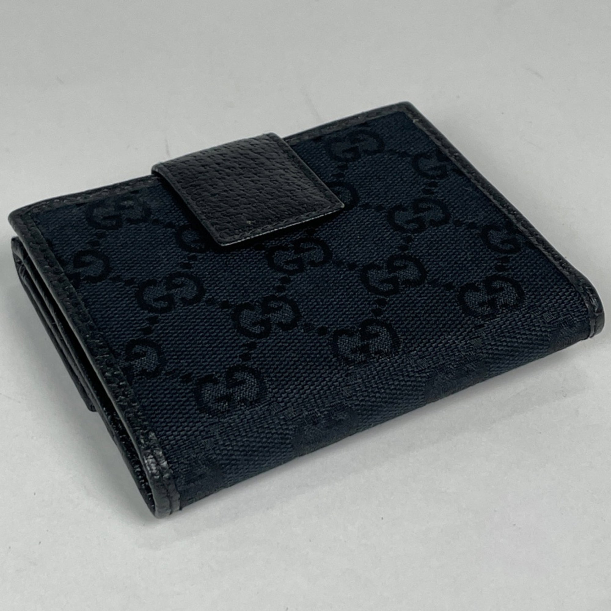 Gucci Black Gg Canvas Leather Wallet (Bi-Fold) (Pre-Owned)