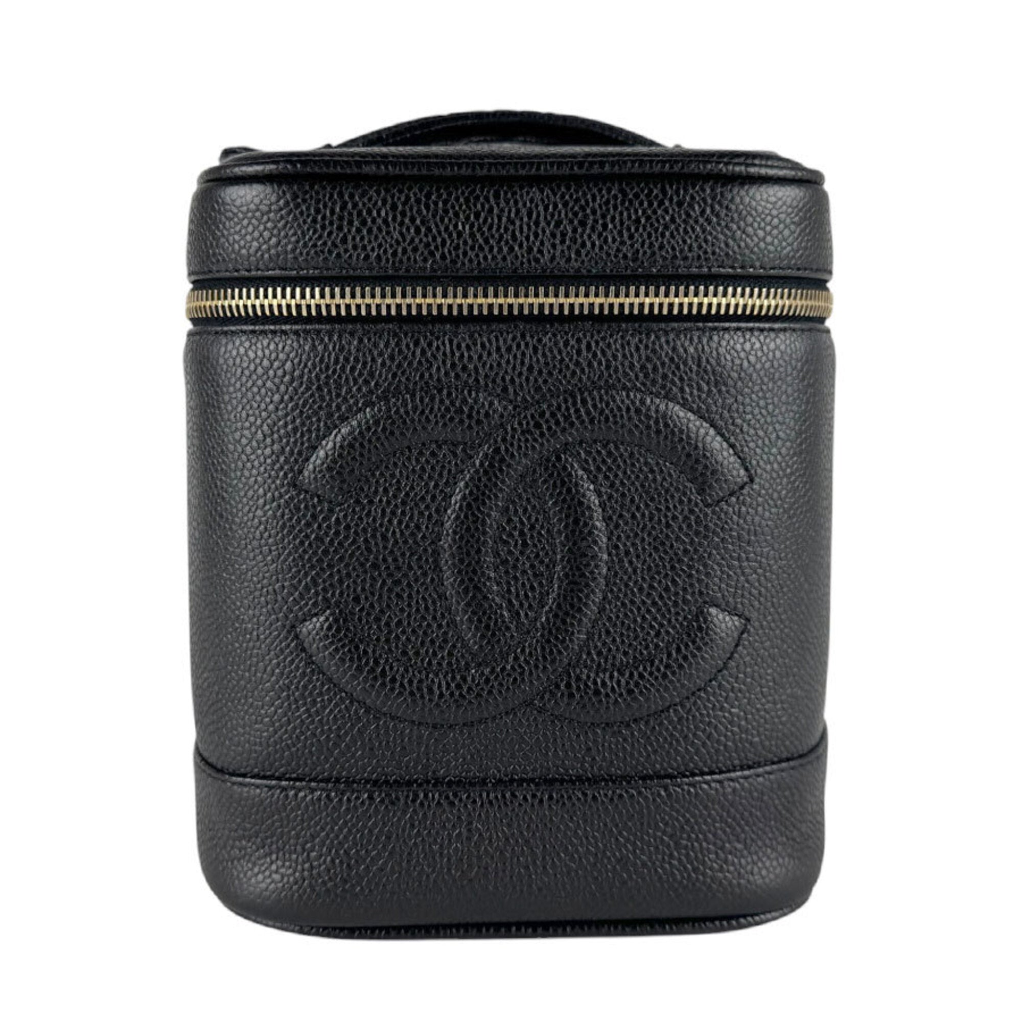Chanel Black Grained Calfskin Handbag Vanity Bag (Pre-Owned)