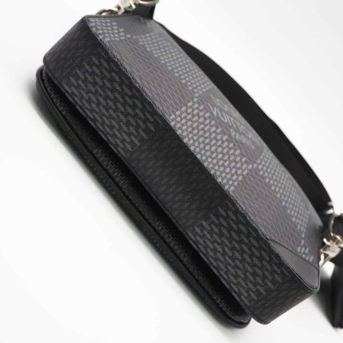Louis Vuitton Black Gray Coated Canvas Leather Shoulder Bag (Pre-Owned)