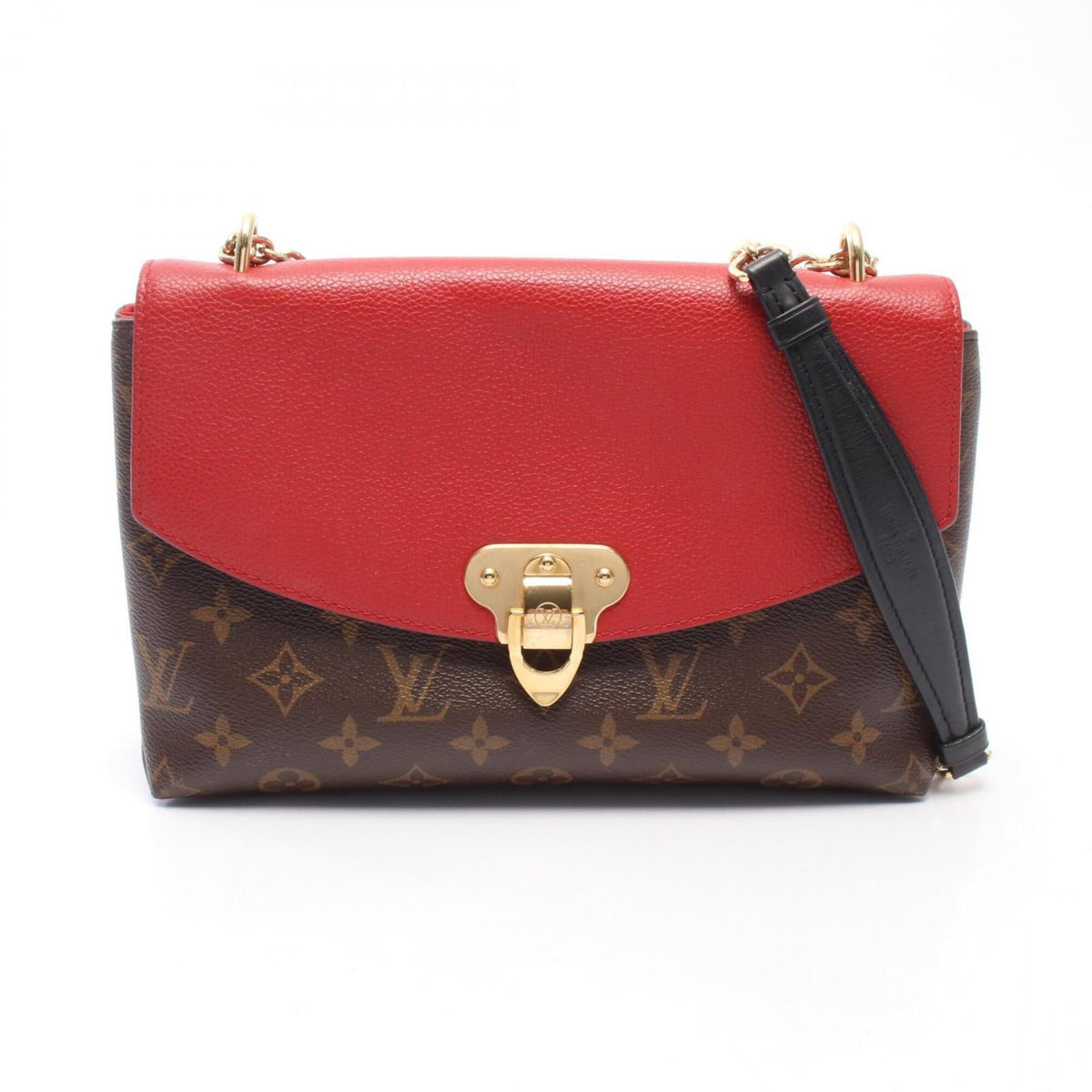 Louis Vuitton Brown Cerise Red Color Coated Canvas Leather Handbag Shoulder Bag (Pre-Owned)