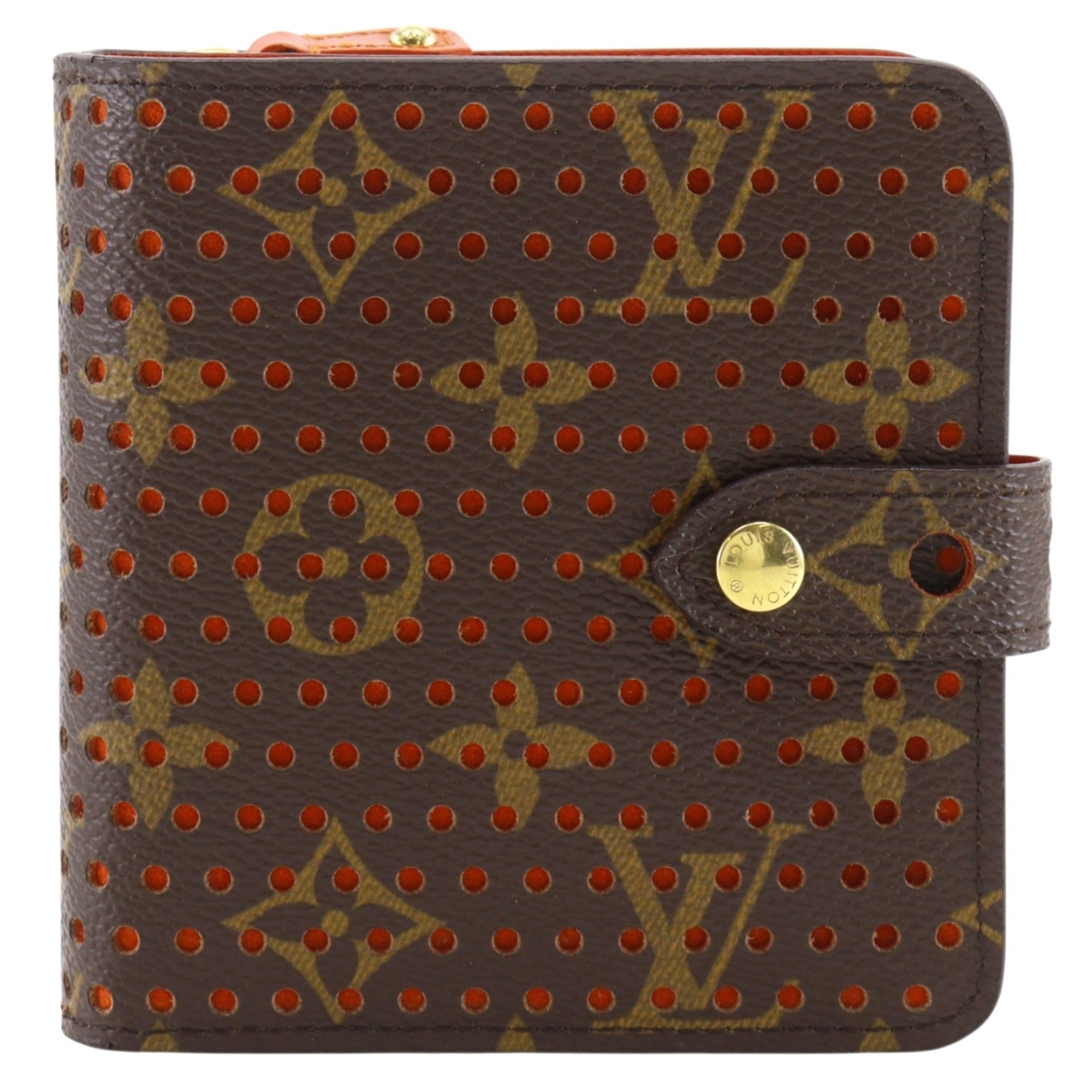 Louis Vuitton Brown Monogram Orange Canvas Monogram Perforated Wallet (Bi-Fold) (Pre-Owned)