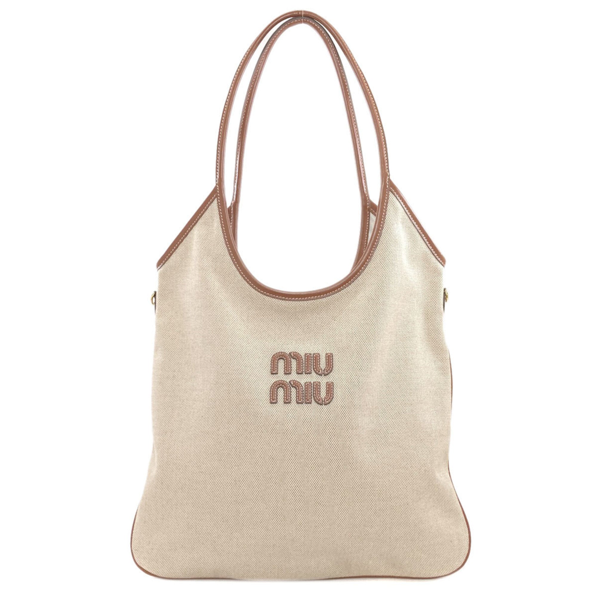 Miu Miu Brown Canvas Tote Bag (Pre-Owned)