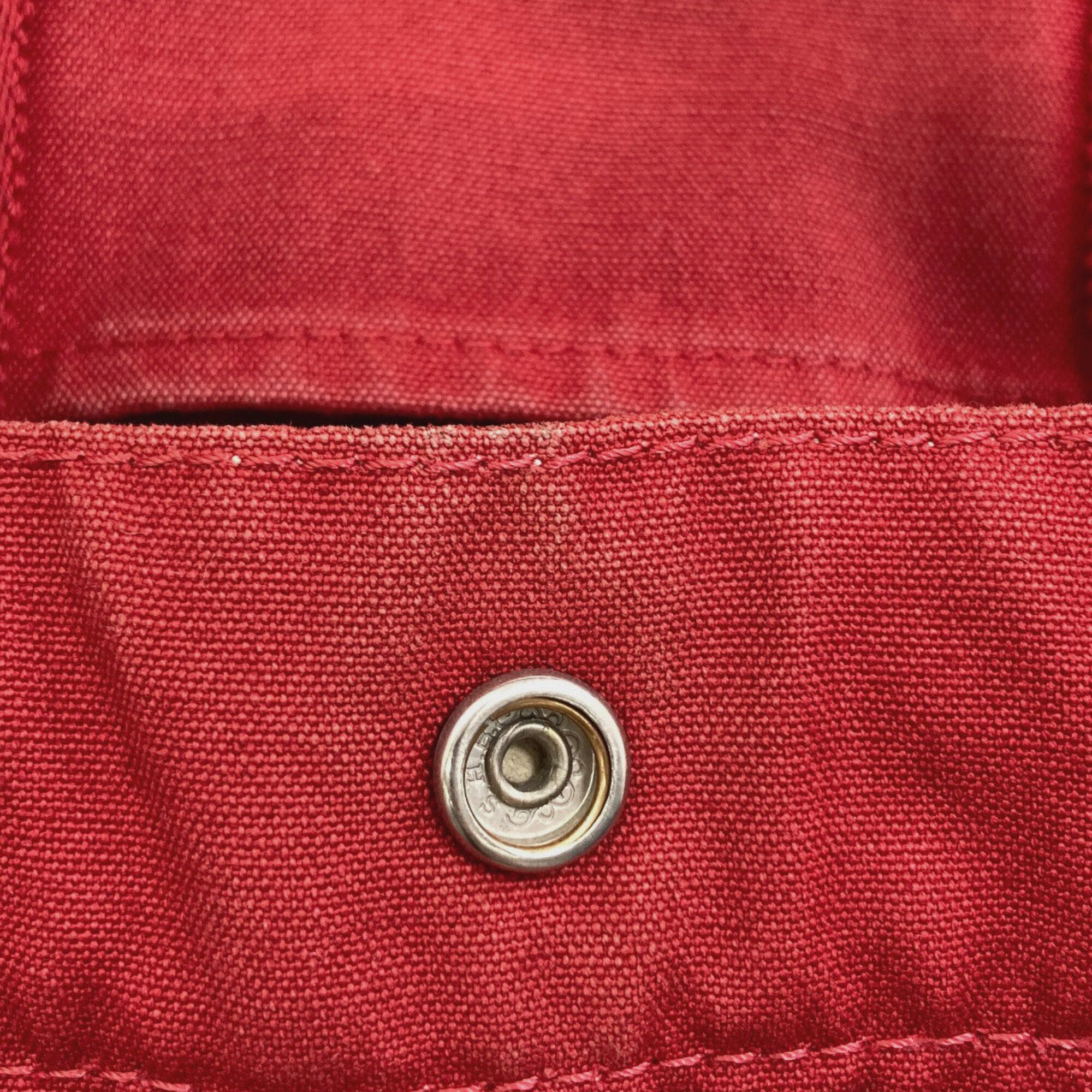 Hermes Deauville Red Color Canvas Handbag (Pre-Owned)